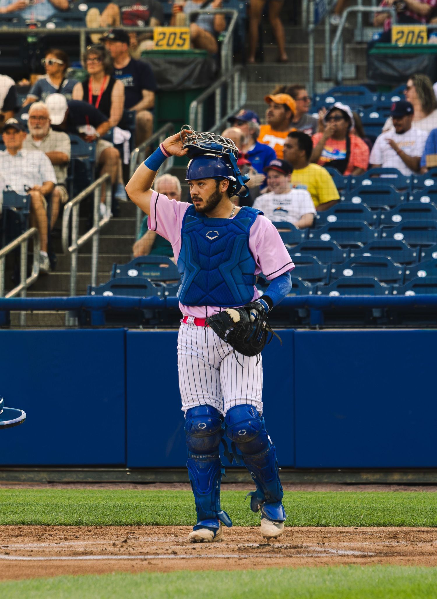 catcher talking with pitcher