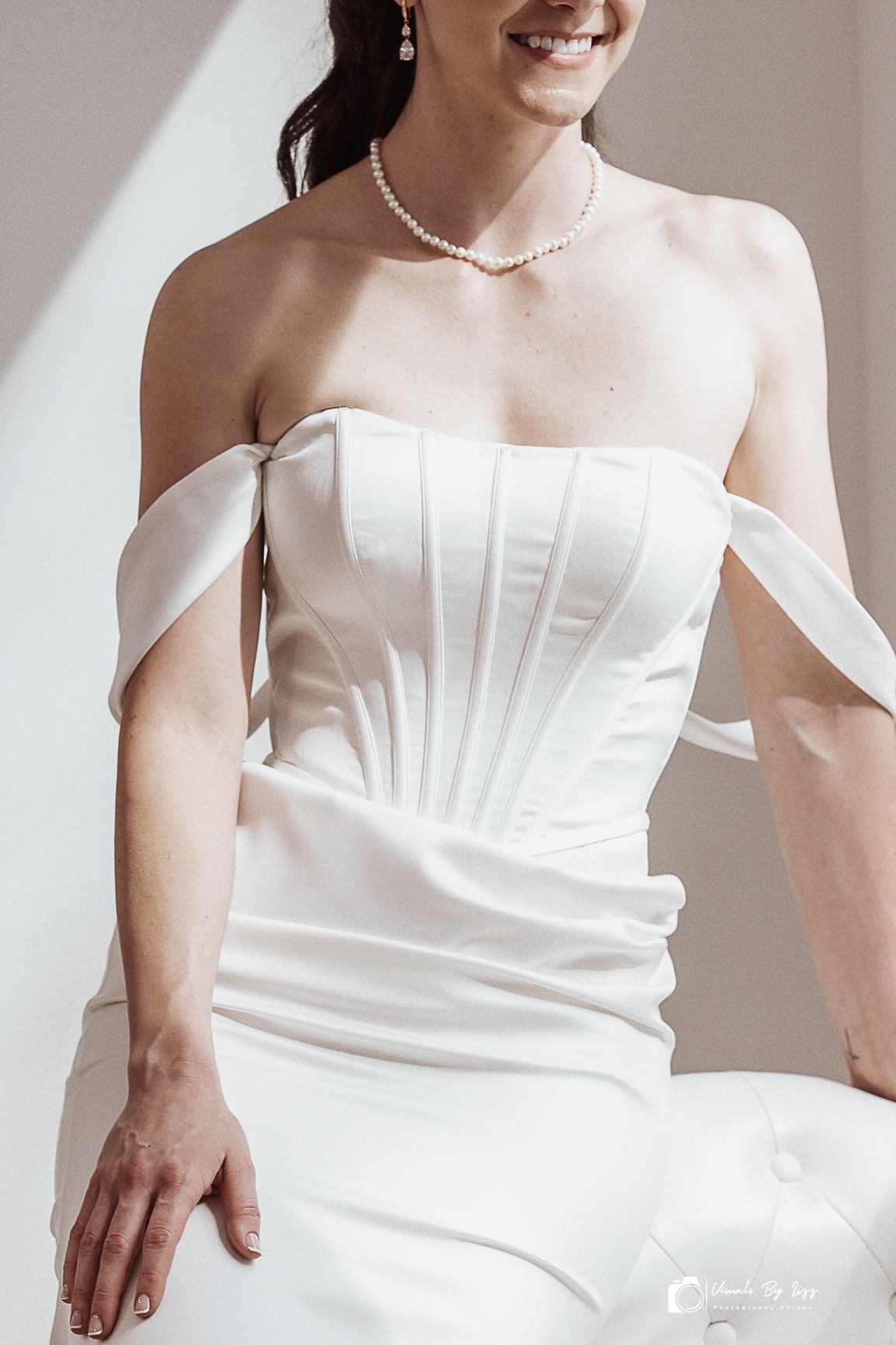 Bride in strapless wedding gown at Whitewood Ranch, De Leon Springs FL — Visuals by Lizz, Treasure Coast wedding photographer