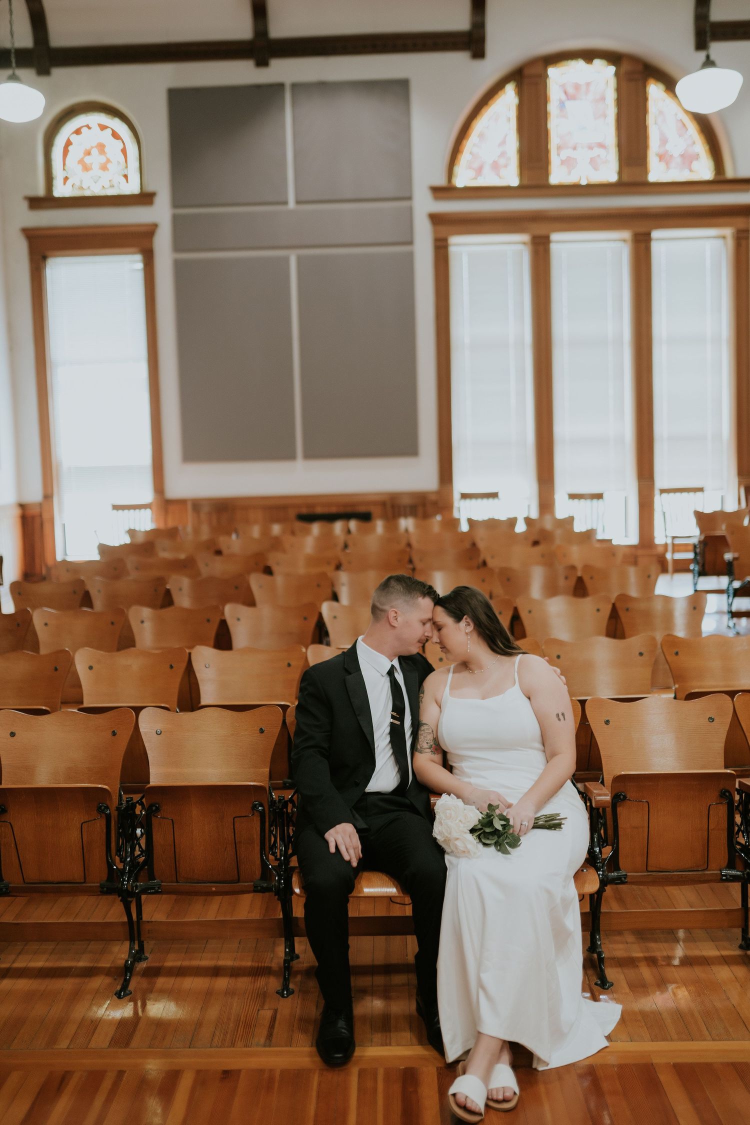 Bride and groom portrait at outdoor Kansas City wedding venue