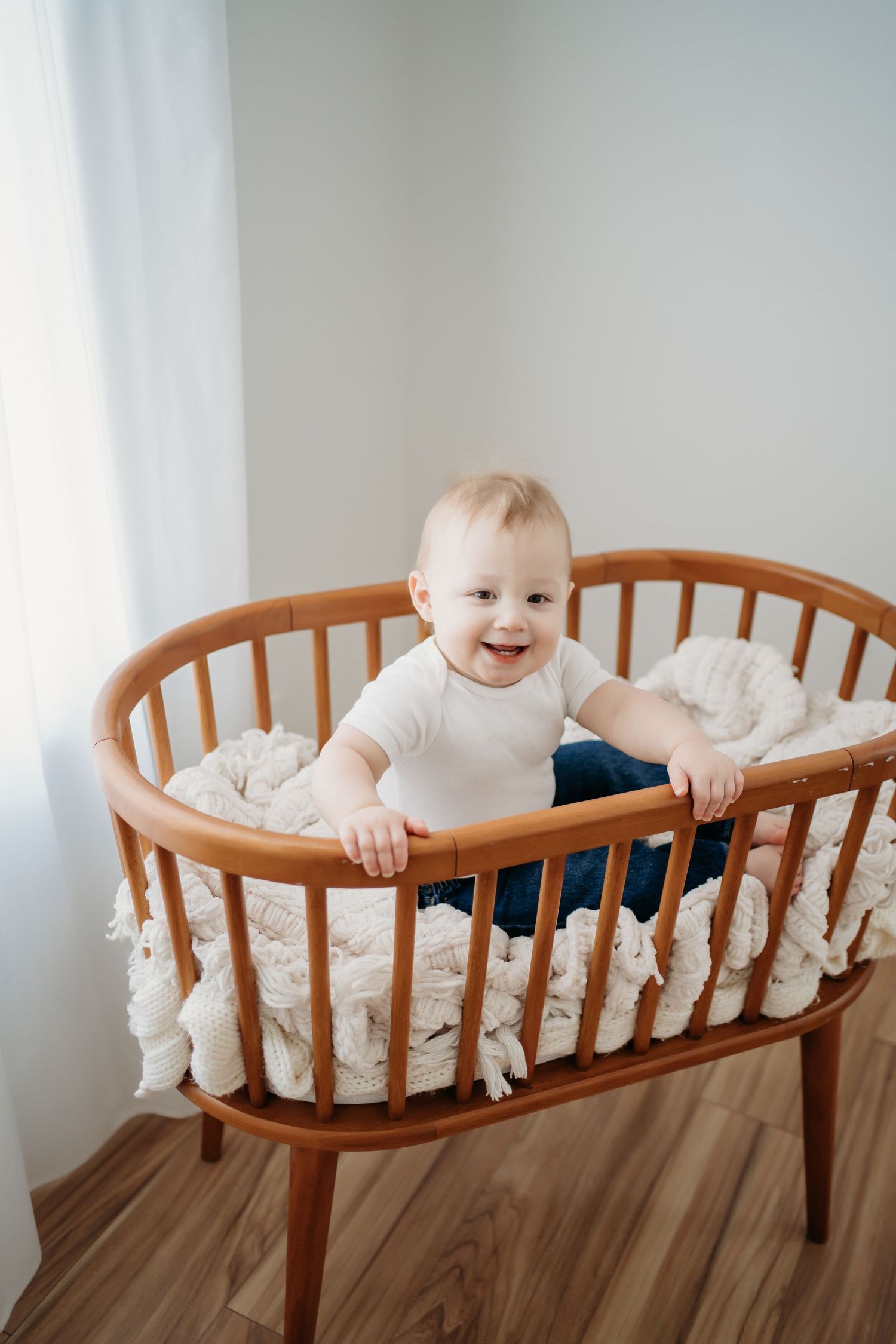 Toddler smiling during Lawrence Kansas family photography session