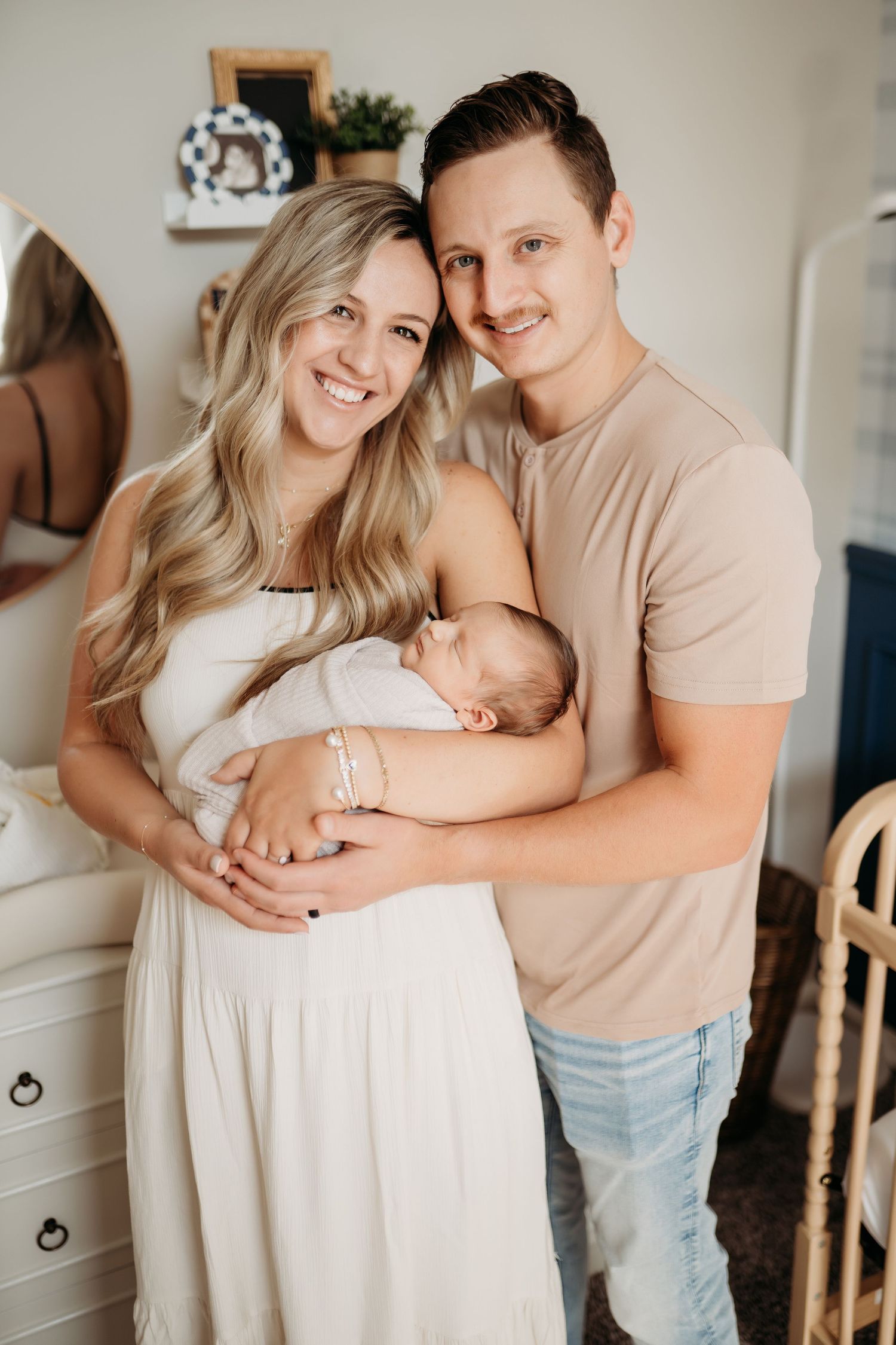 Newborn baby sleeping during soft natural newborn photography session
