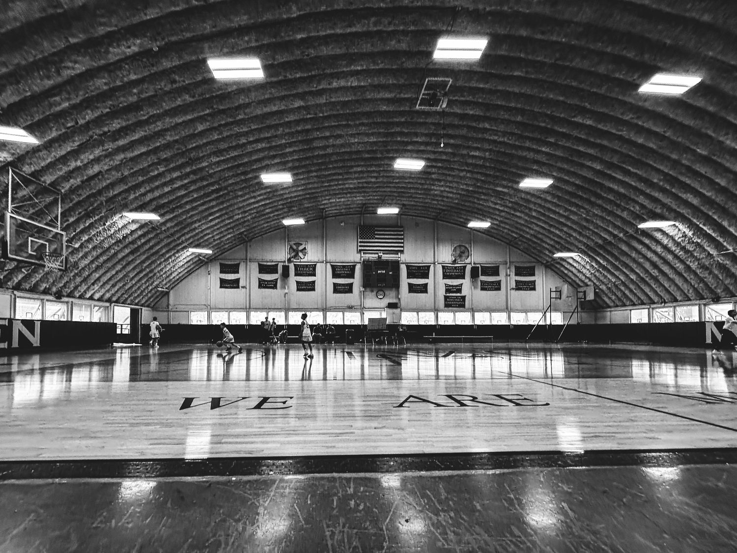 Project 365 photo - basketball gym with young players.