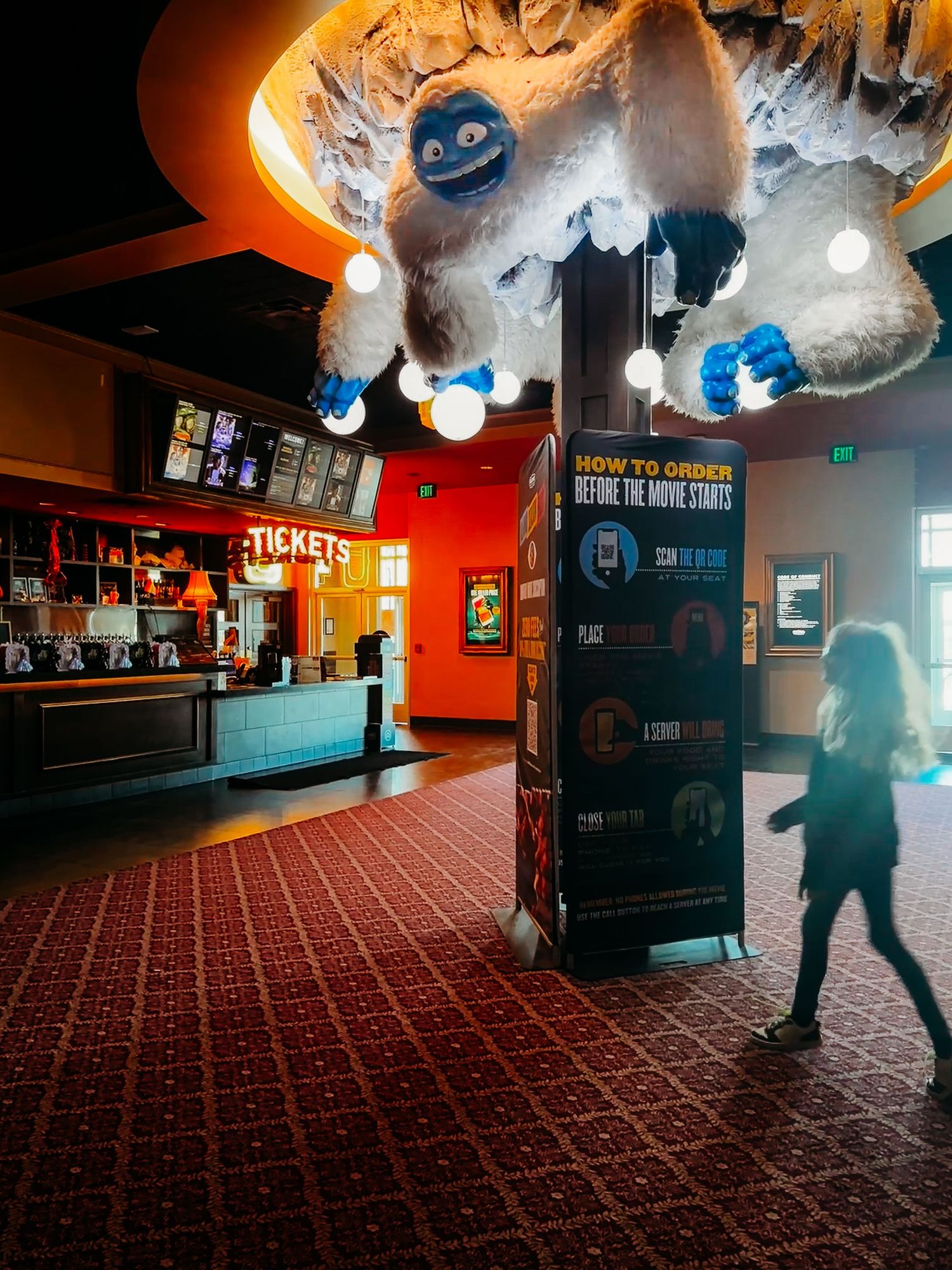 Project 365 - movie theatre with yeti from Rudolph erupting from ceiling.