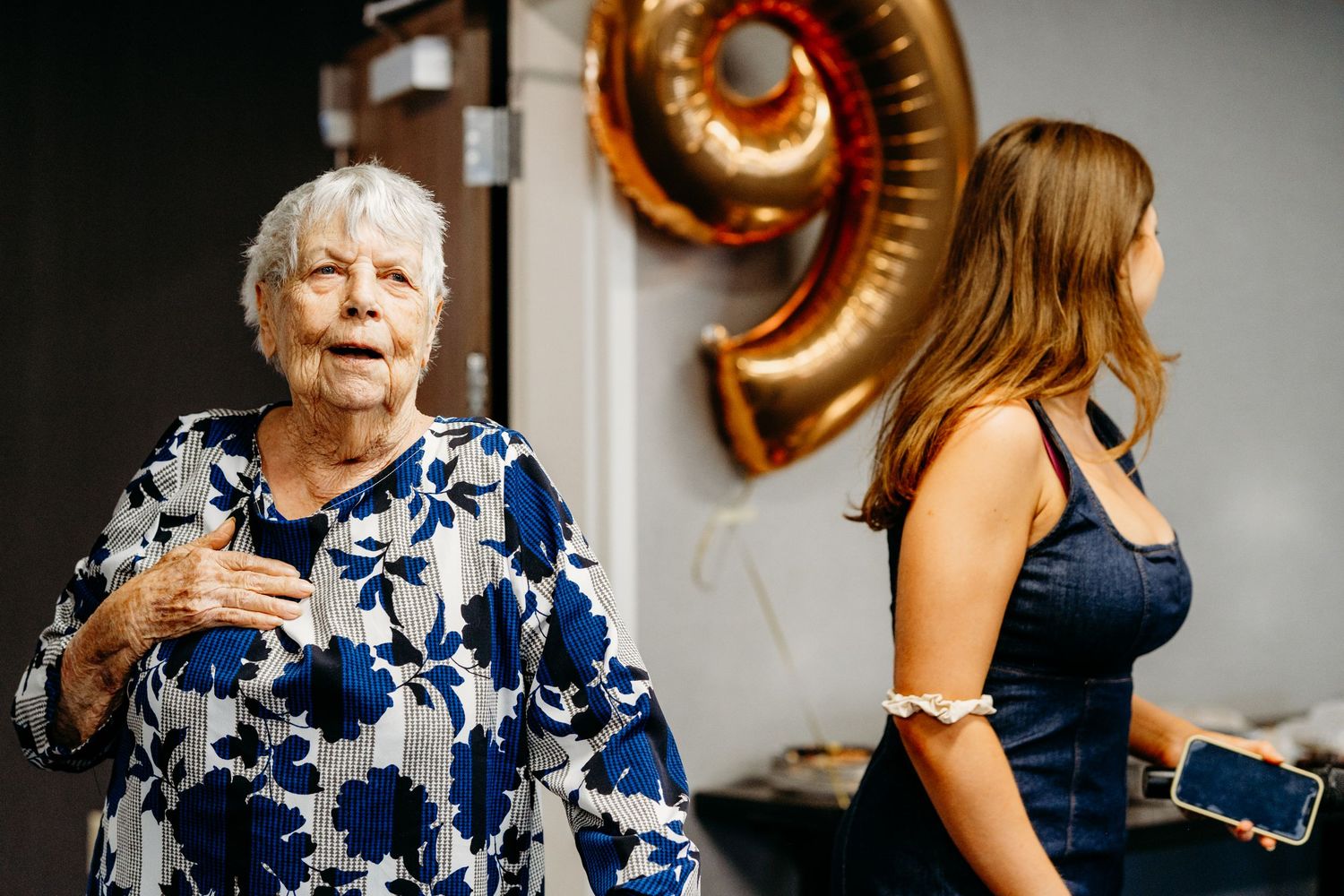 Grandmother's surprise reaction for her surprise 90th birthday party.