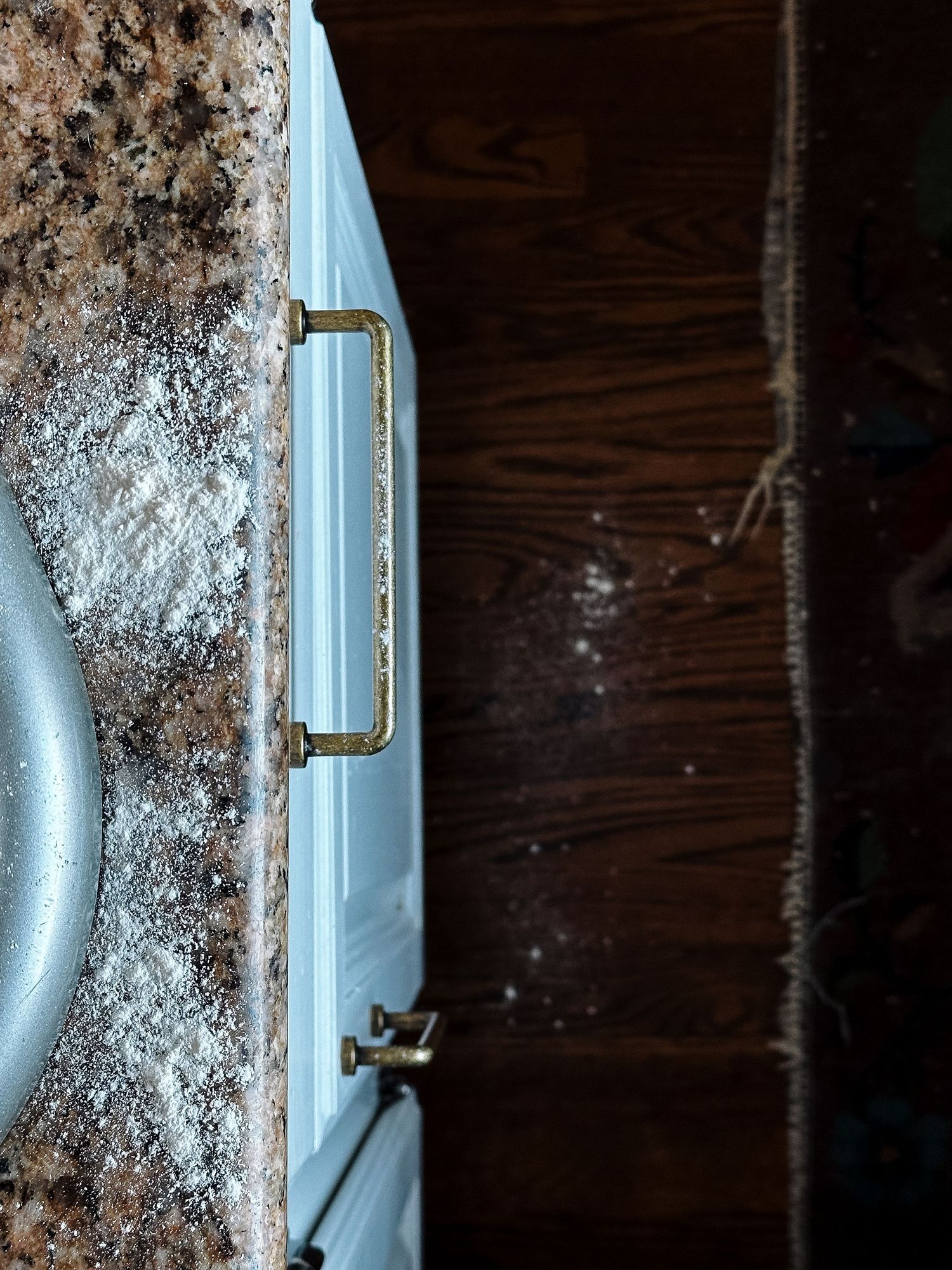 Project 365 - flour spilled on counter and floor.