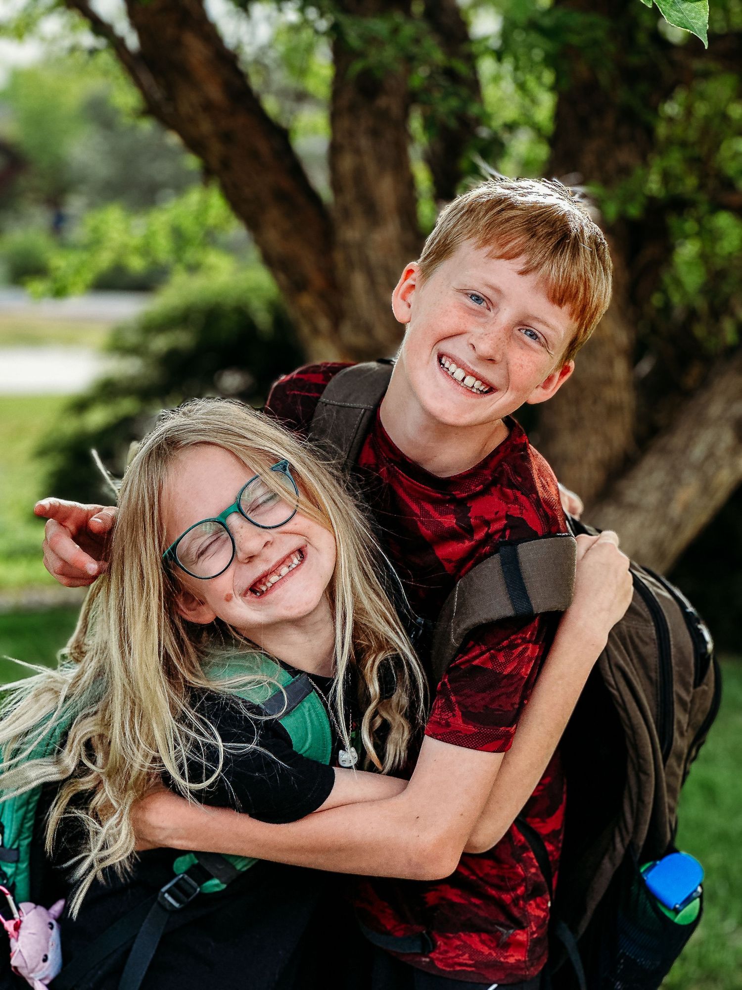 Denver photographer's project 365, May, brother and sister smiling for their last day of school.