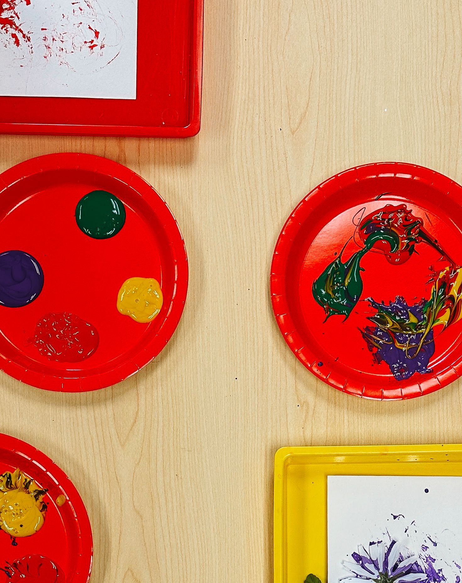 Close up of paint craft for preschool.
