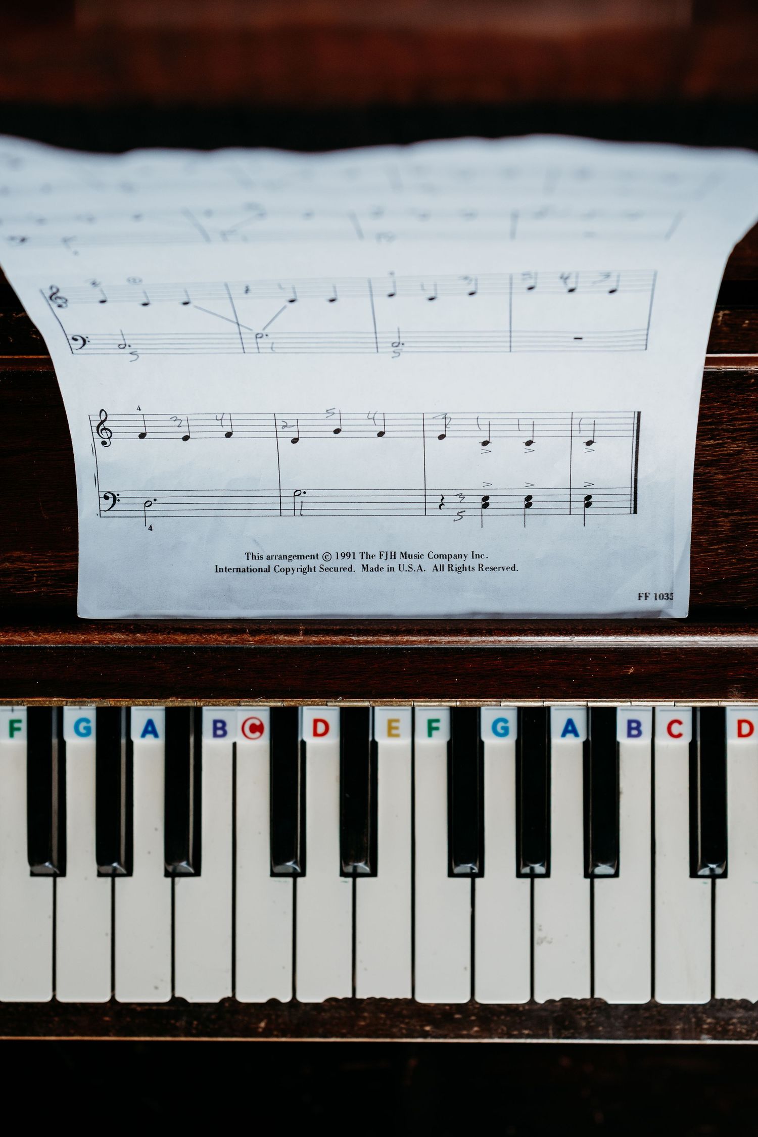 Denver photographer's project 365, May, overhead view of piano keys and sheet music.