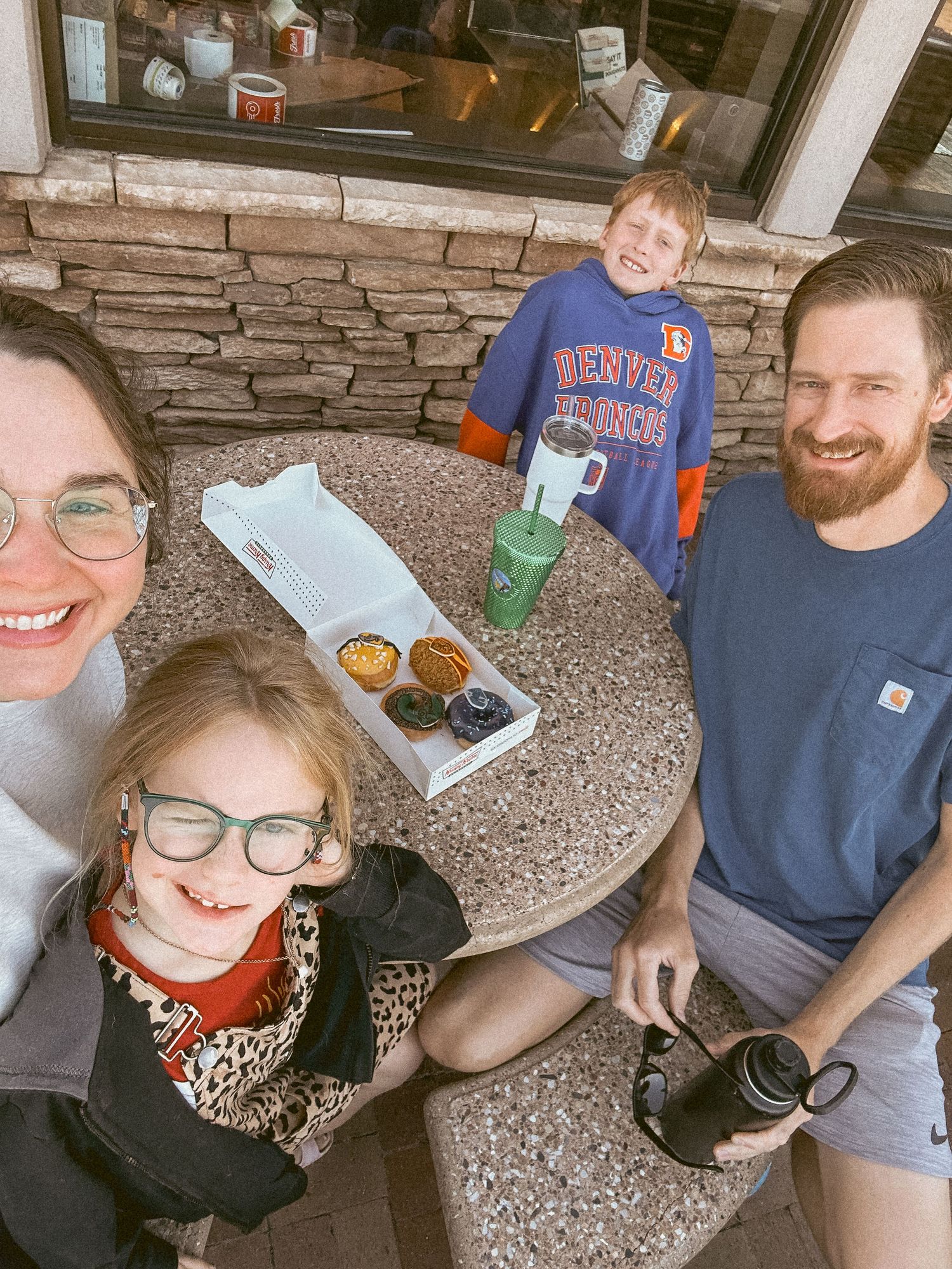 Project 365 photo- family selfie with donuts.