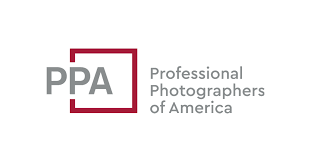 Professional Photographers of America logo featuring red square and text in gray and black colors.