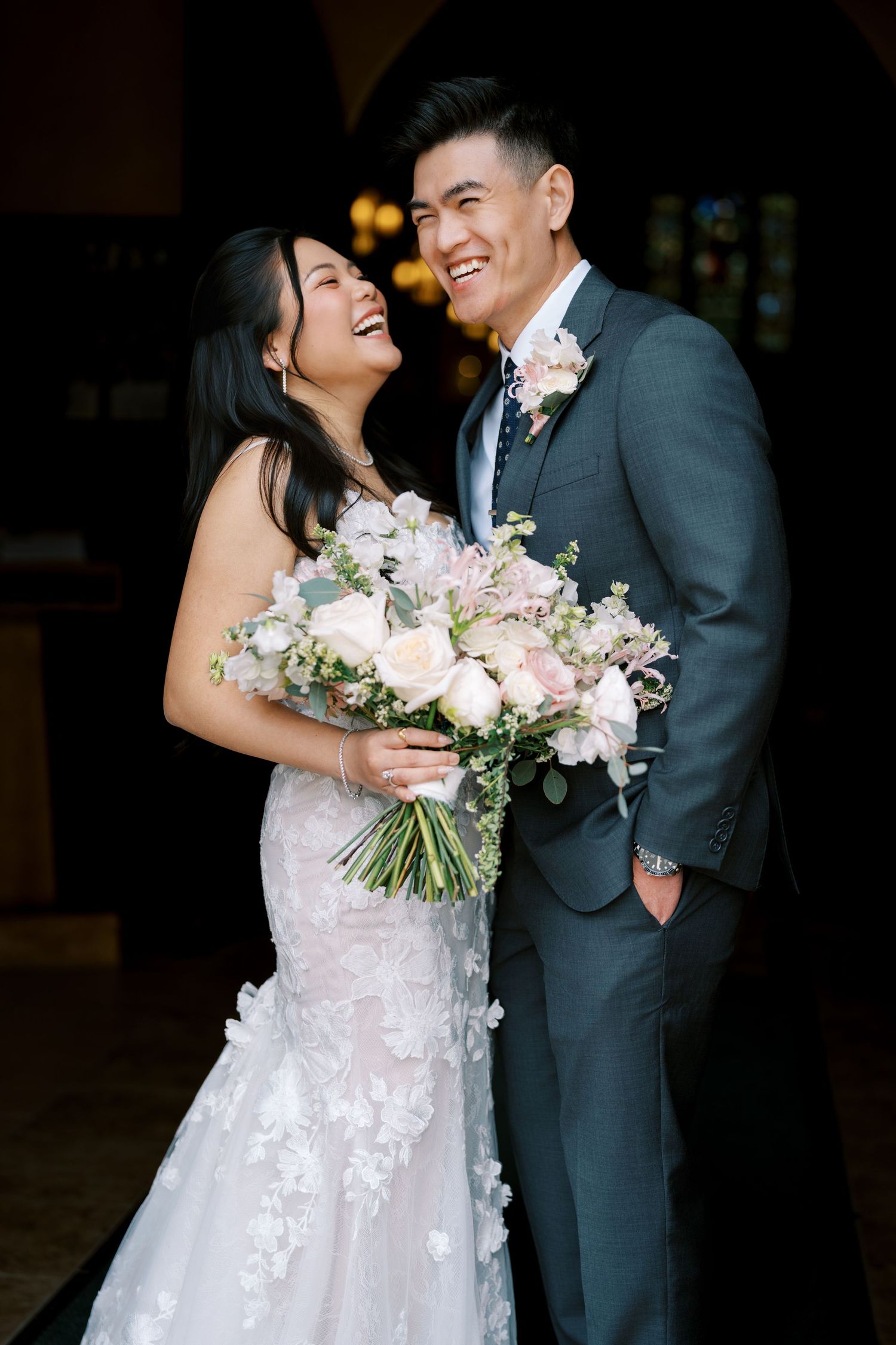 Nhi and Thien's joyful portrait at Ming's Restaurant Boston — Boston wedding photographer Helen Fang Studio