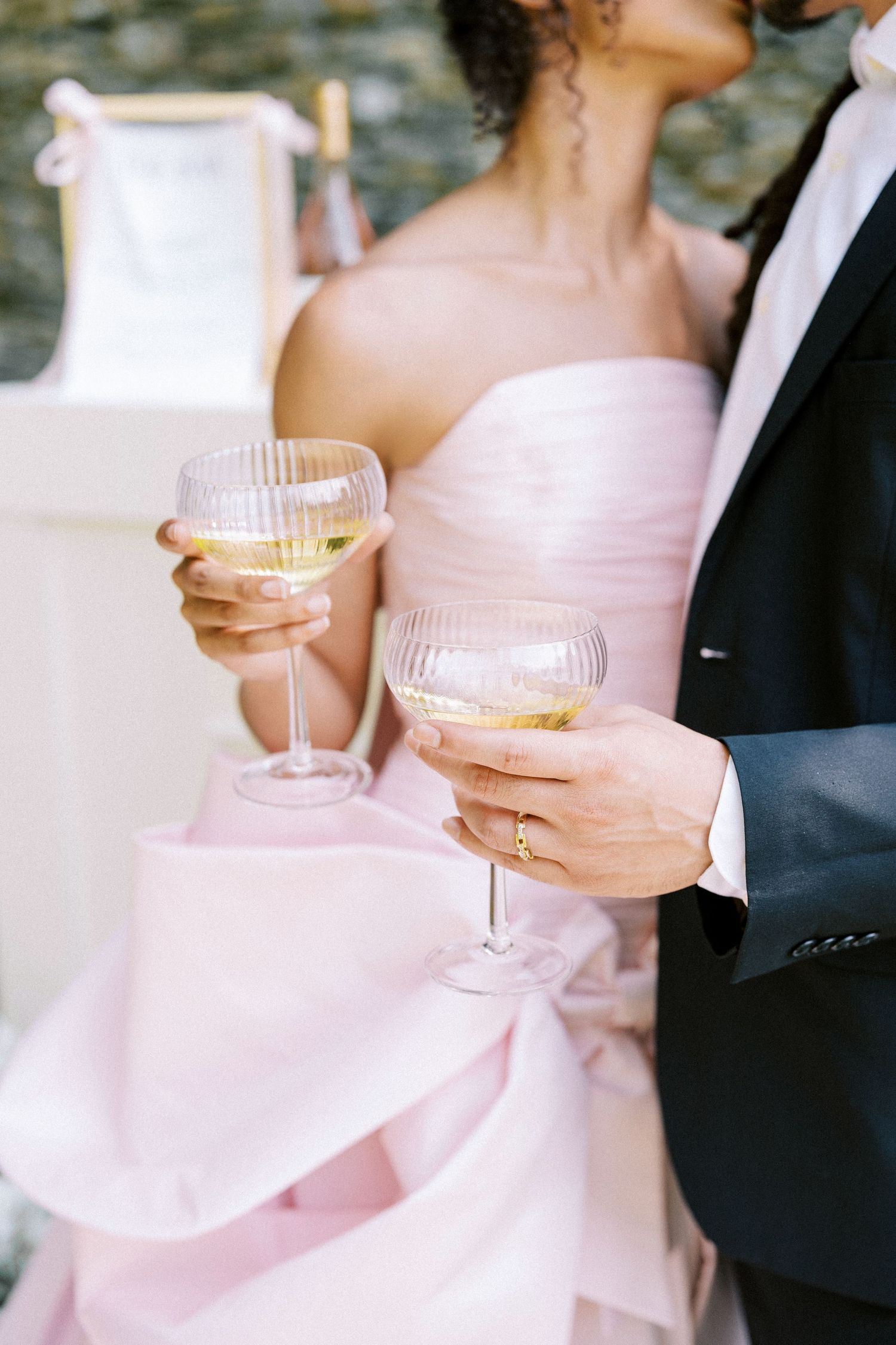 Wedding couple toasting with champagne glasses — Boston wedding photographer Helen Fang Studio