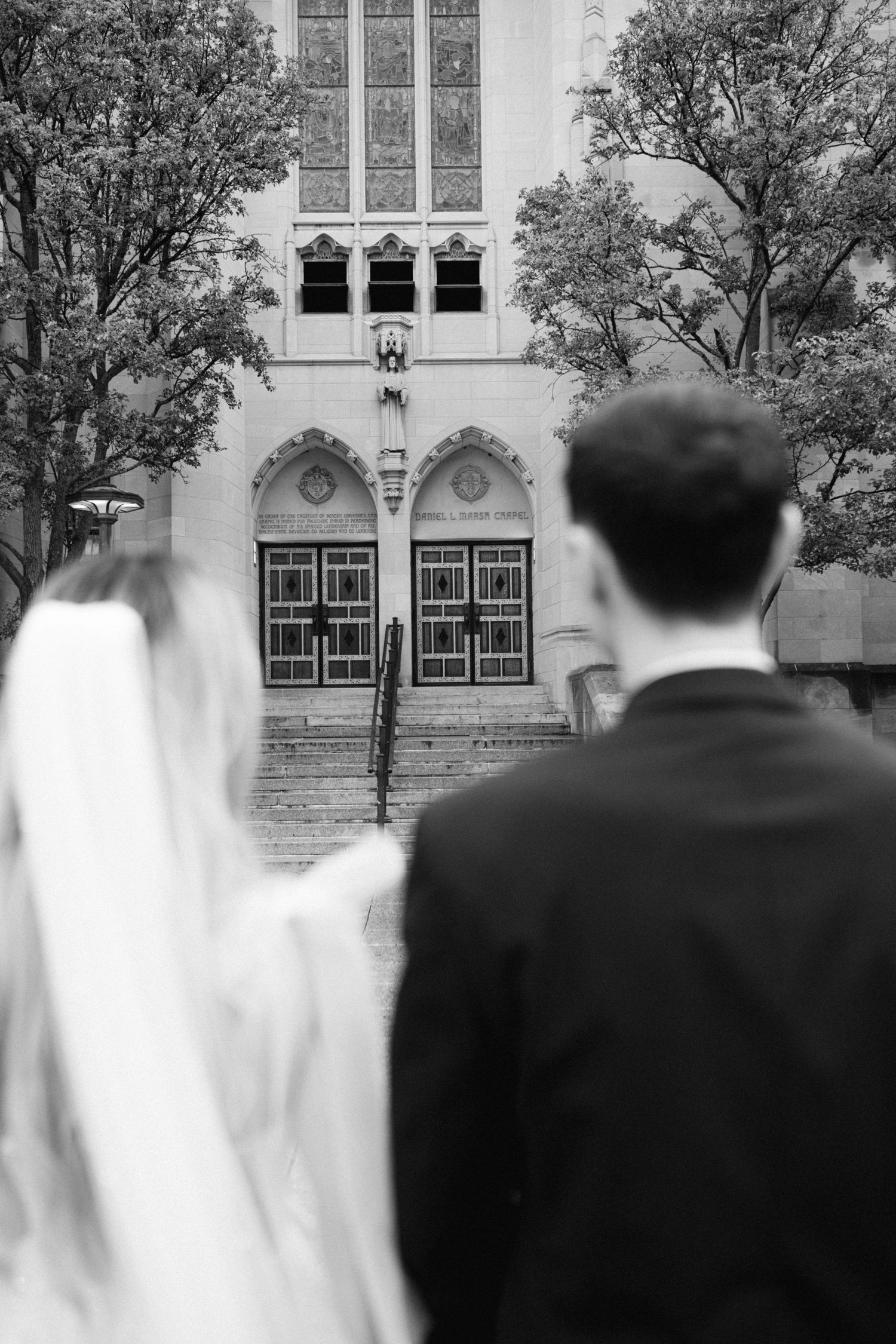 Heeju and Eddy's first kiss at Marlow Kimpton Hotel Boston — wedding photography by Helen Fang Studio