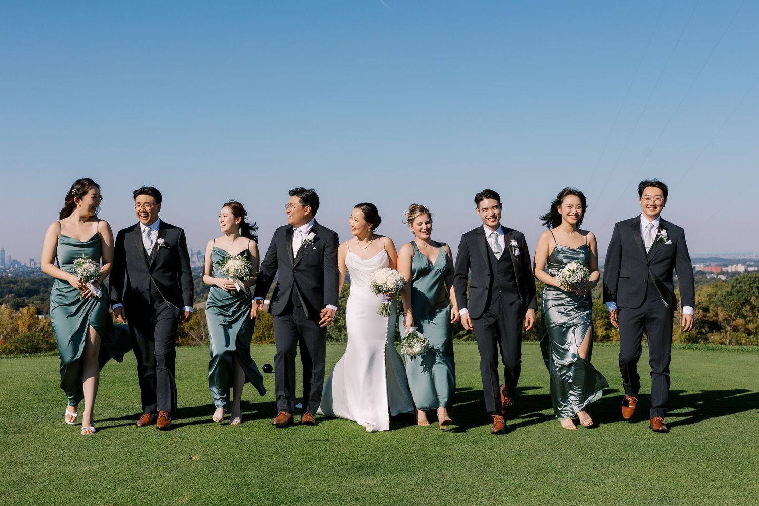 Sophie and Abe's wedding party at Granite Links Quincy overlooking Boston — Helen Fang Studio wedding photography