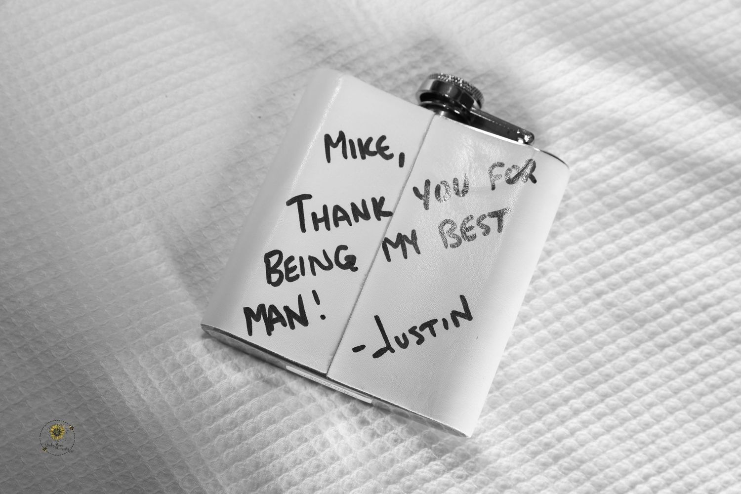Handwritten wedding day notes on white paper.