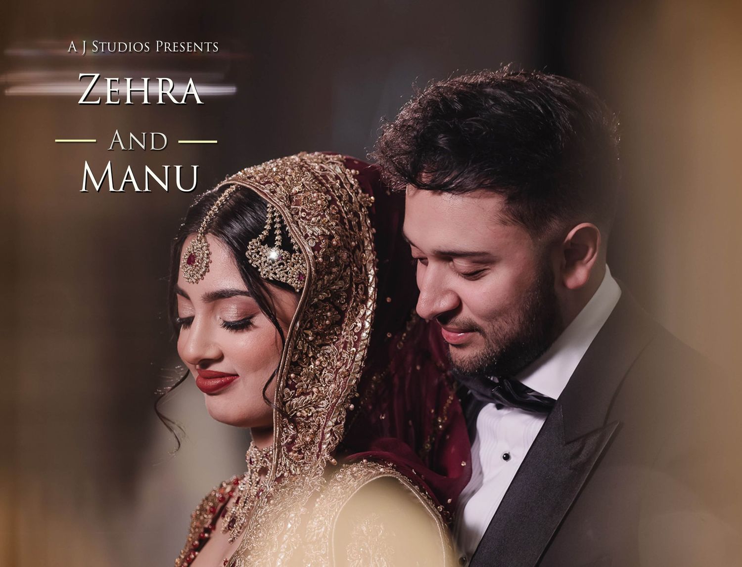 A bride and groom share an intimate moment during their wedding photoshoot, with soft lighting and elegant attire.
