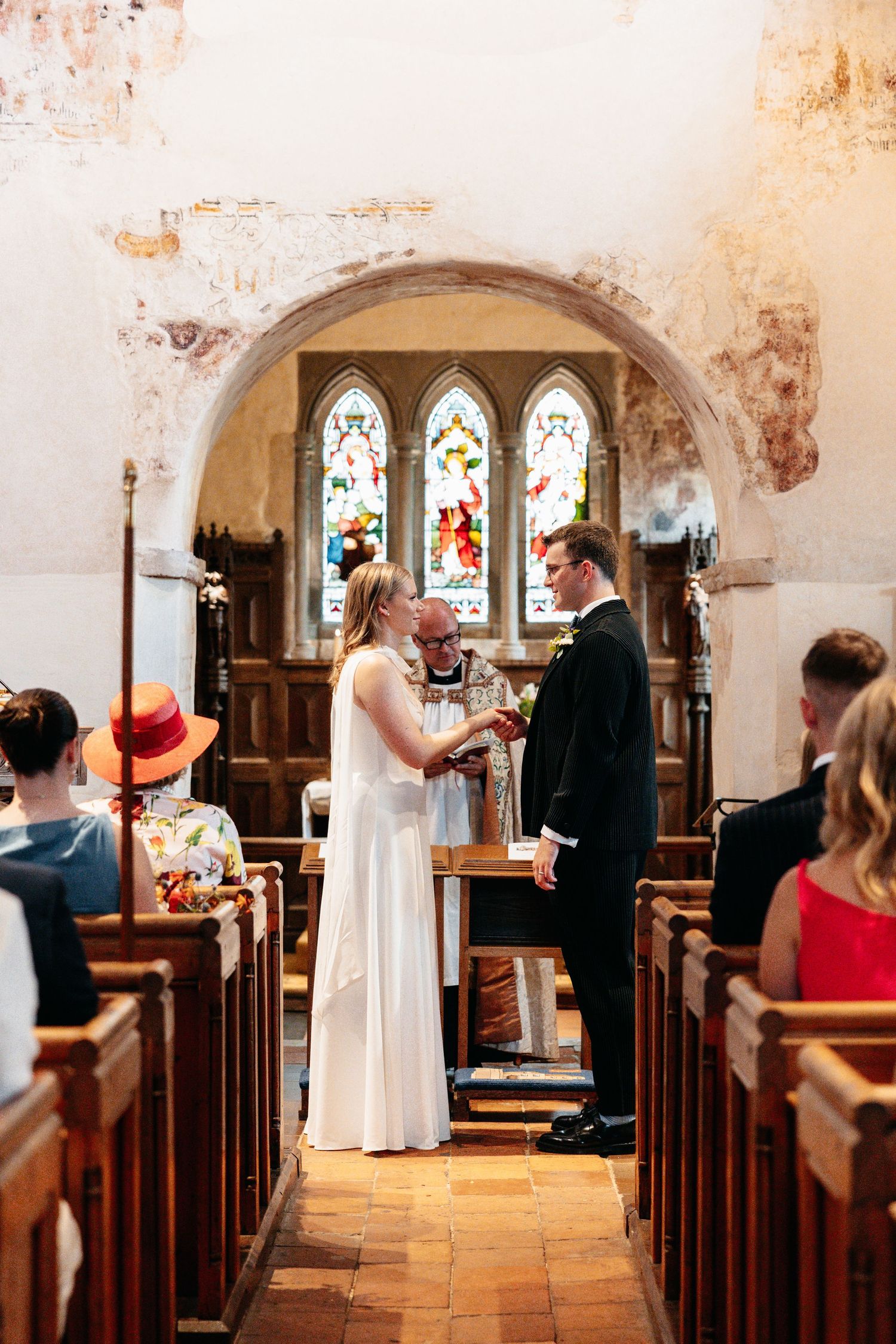 Wedding ceremony readings in a London church.