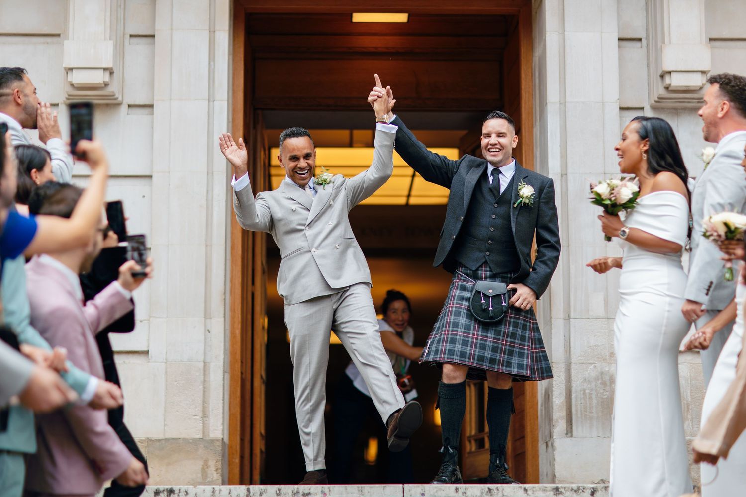 Just married moment after the ceremony at Hackney Town Hall.