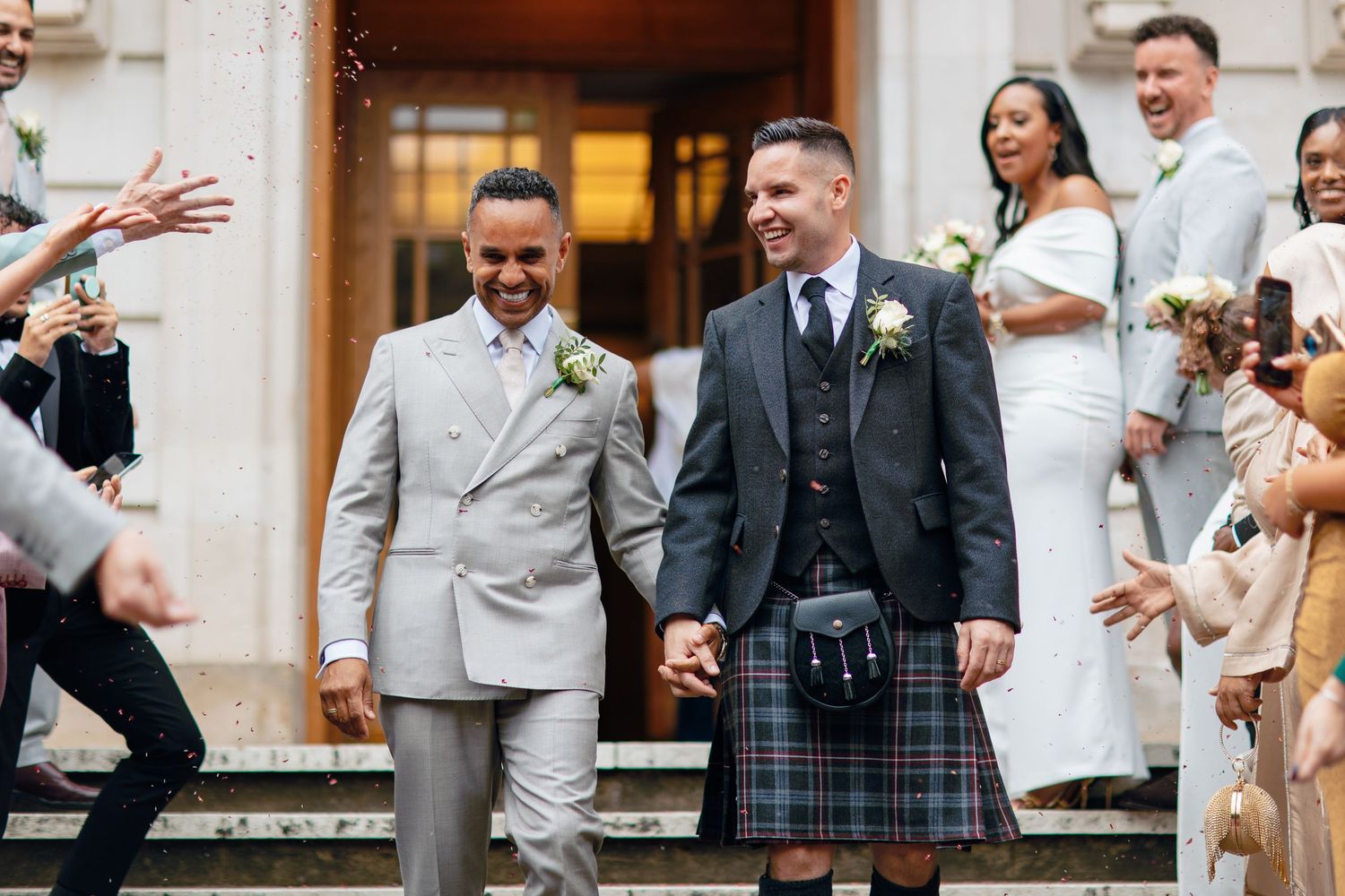 Just married moment after the ceremony at Hackney Town Hall.