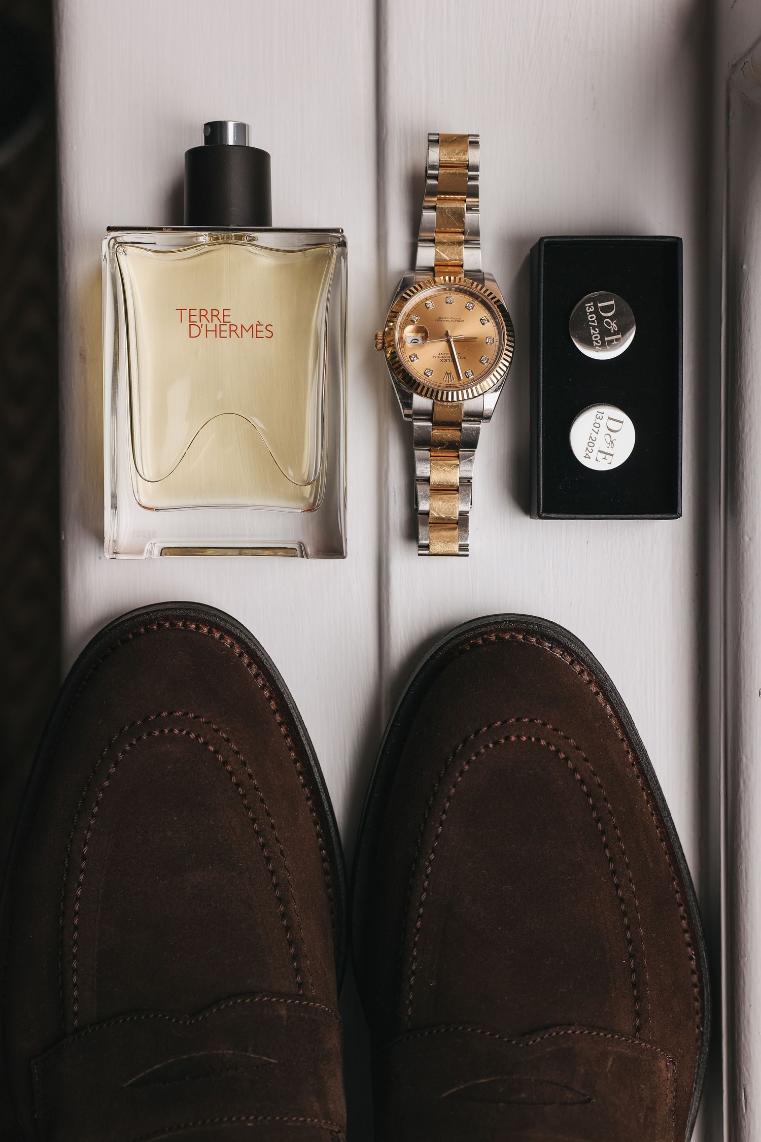 Groom details — Russell & Bromley wedding shoes.
