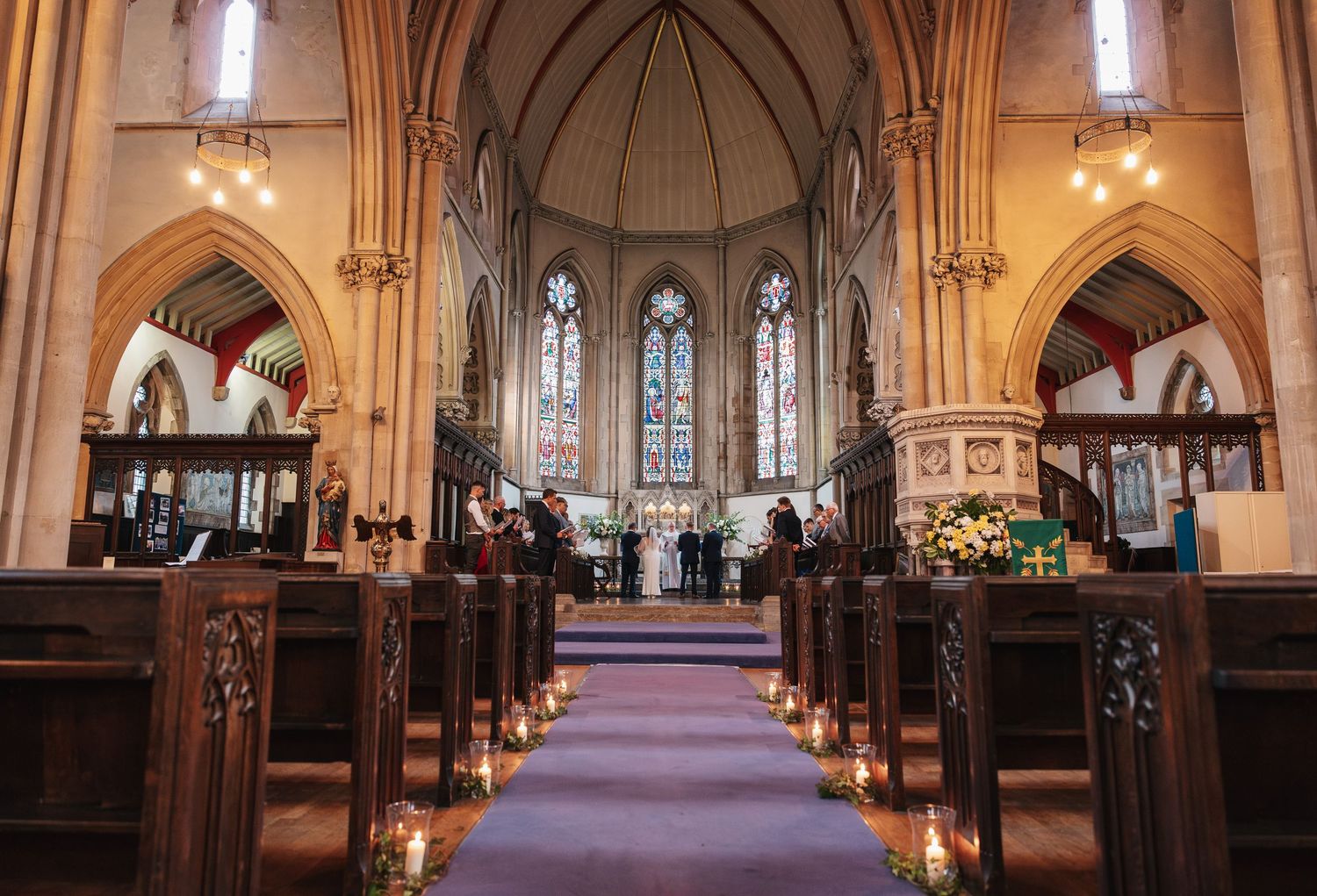 Bride and groom during a church ceremony in London