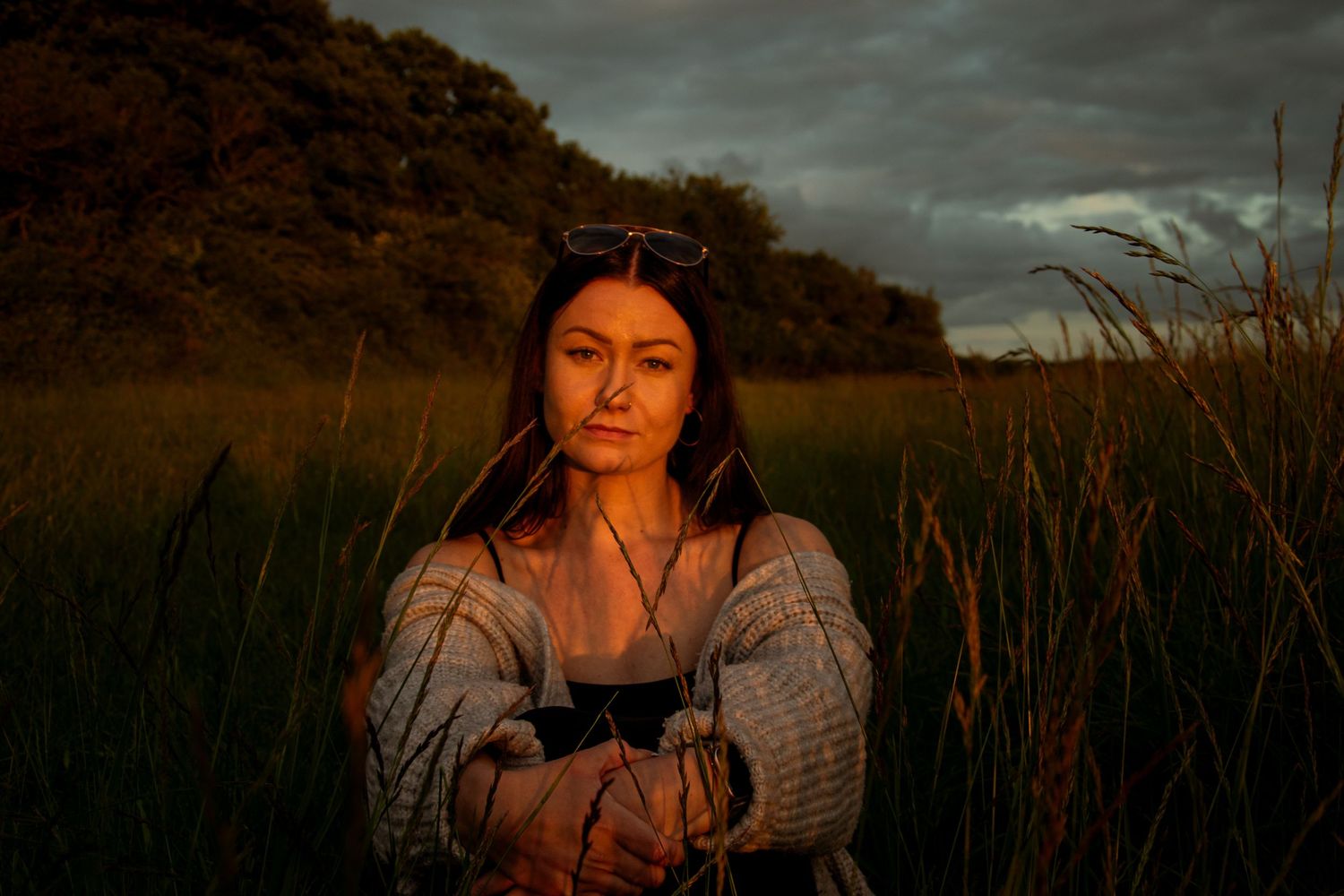 Field sunset portrait