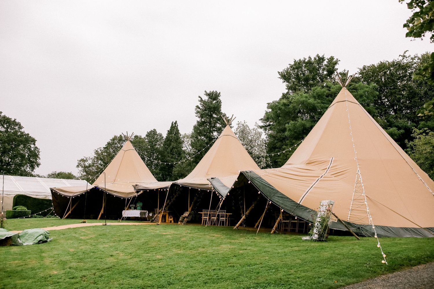 Marquee set up for reception Hoath House Kent