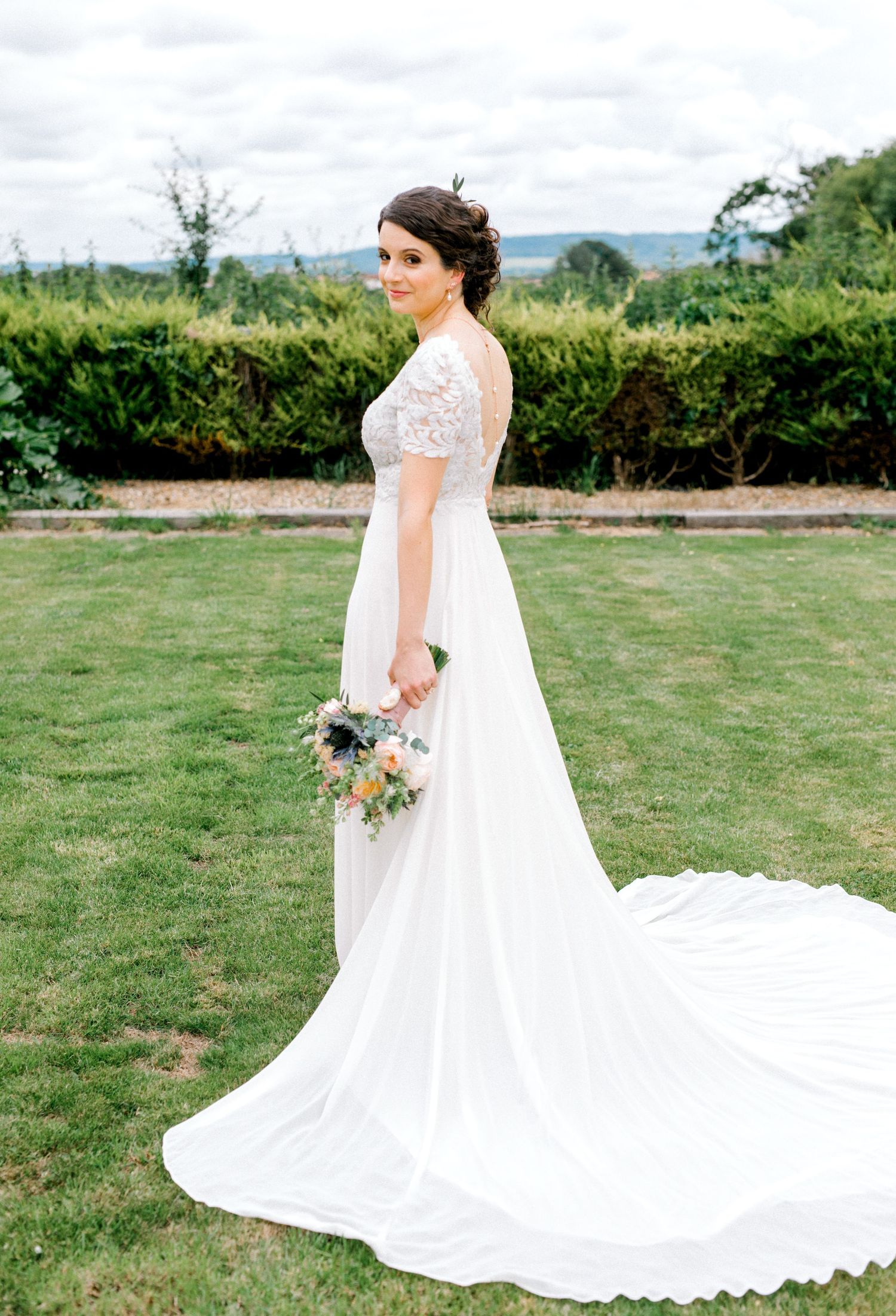 Elegant bridal portrait in soft natural light after morning prep in London