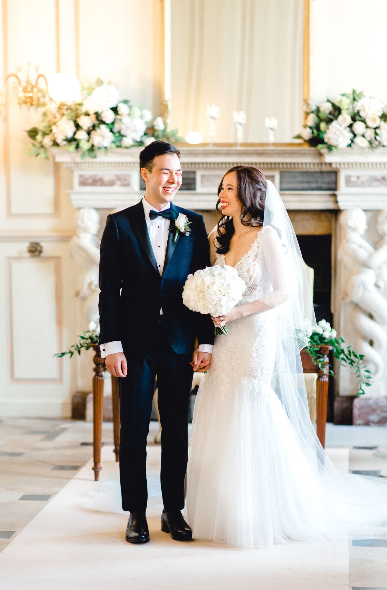 Candid moment of the couple during ceremony in Gosfield Hall Essex