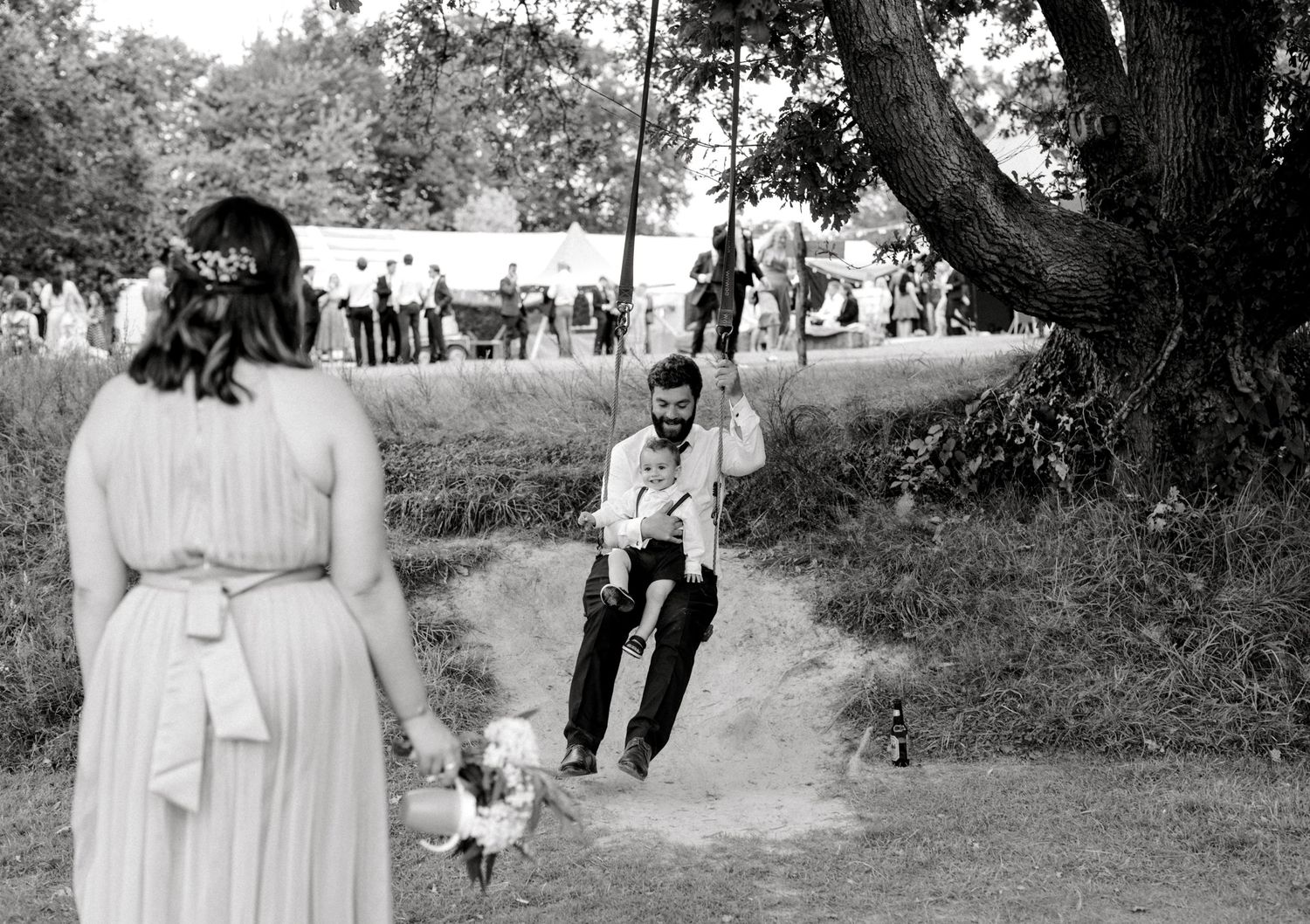 Candid photograph of guests during wedding reception - Hoath House, Kent