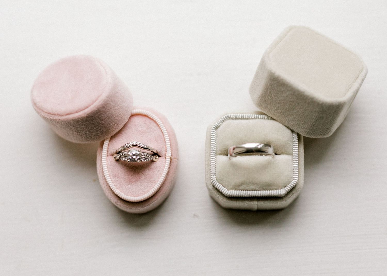 Detail shot of bride and groom's wedding rings - Hoath House Kent