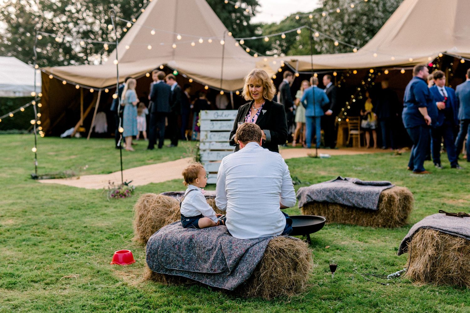 Candid shot of wedding guests in Hoath House Edenbridge Kent