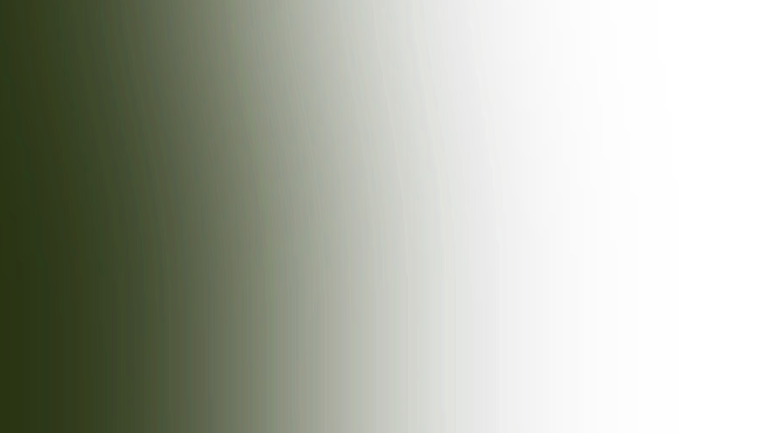 A gradient background transitioning from dark olive green on the left to soft white on the right.