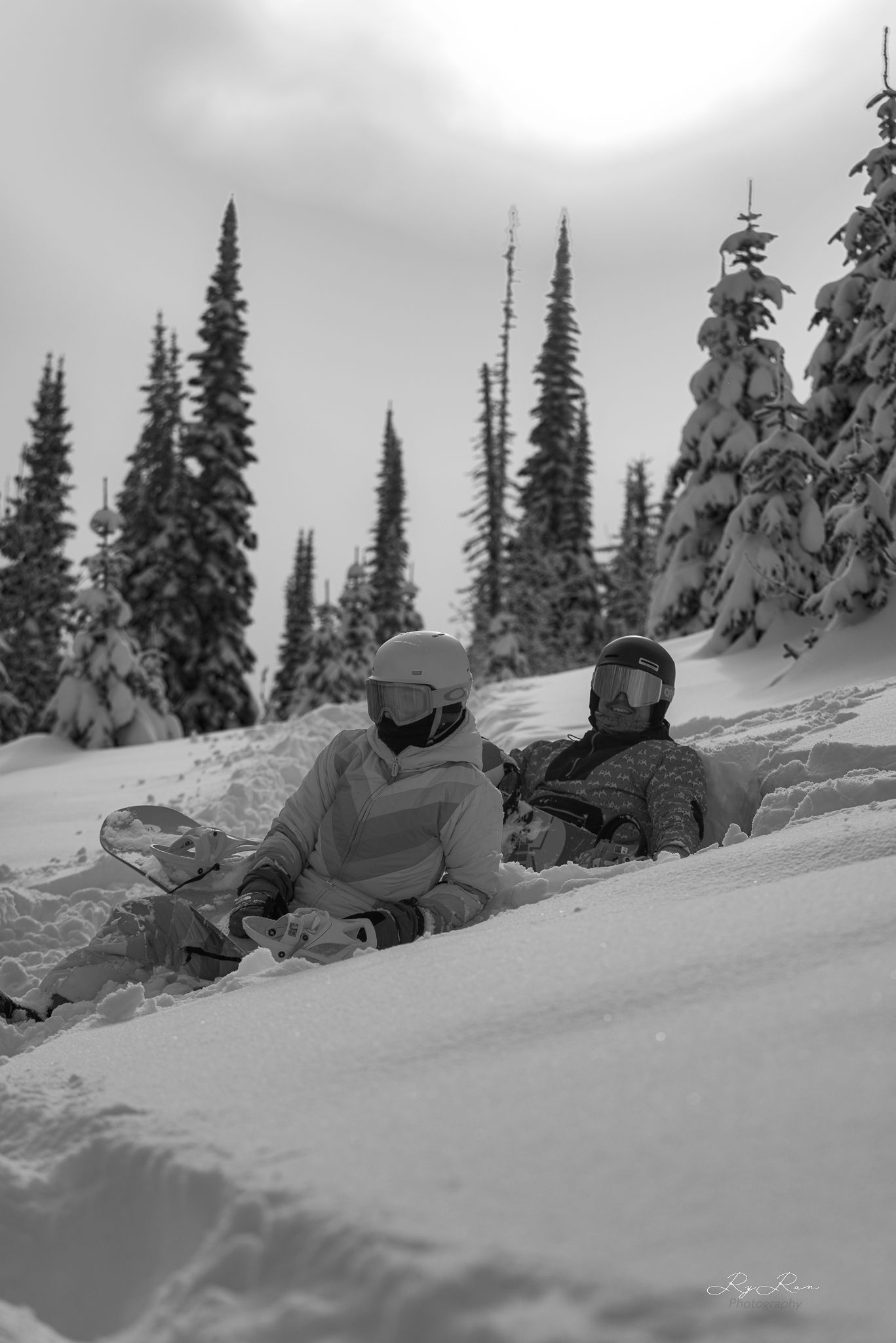 Snowboarder on the mountain with snow
