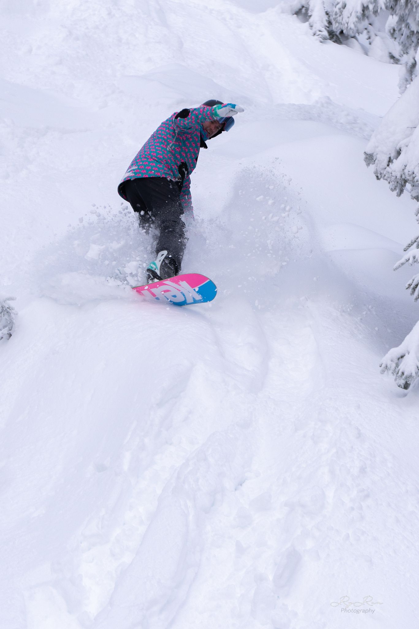 Snowboarder on the mountain with snow