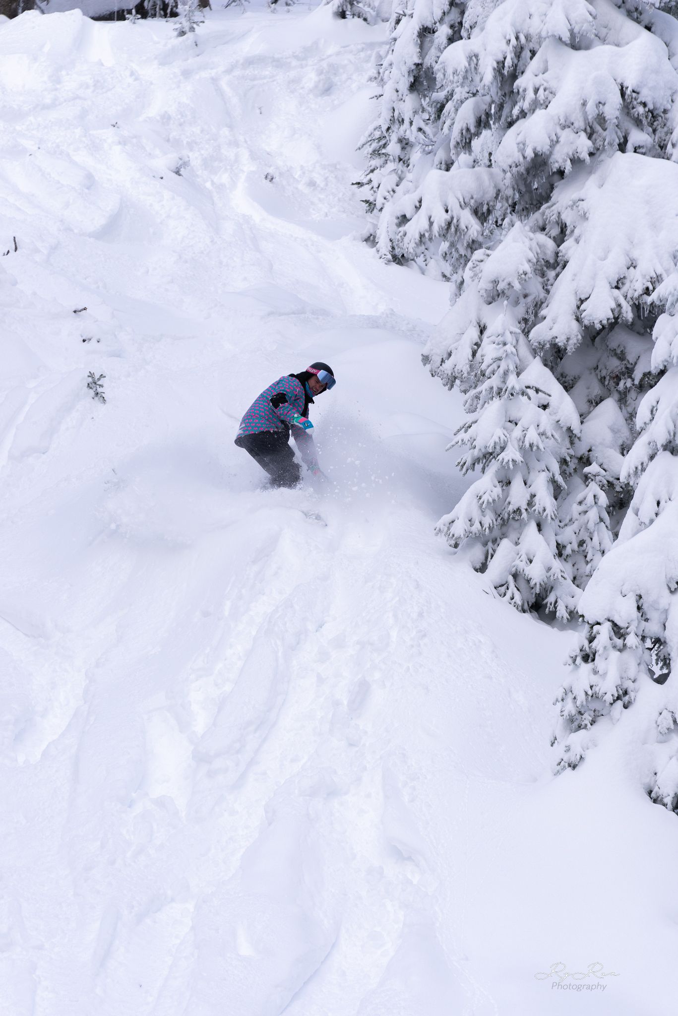 Snowboarder on the mountain with snow