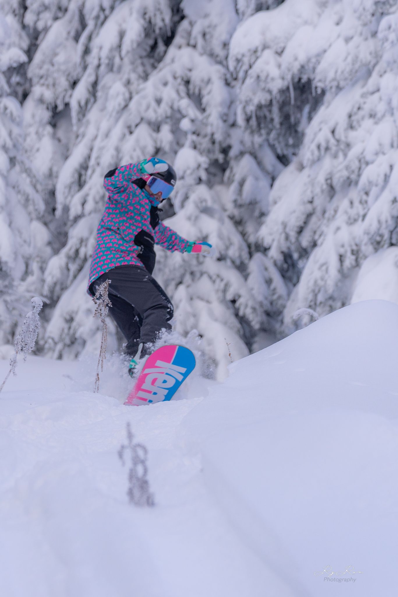Snowboarder on the mountain with snow