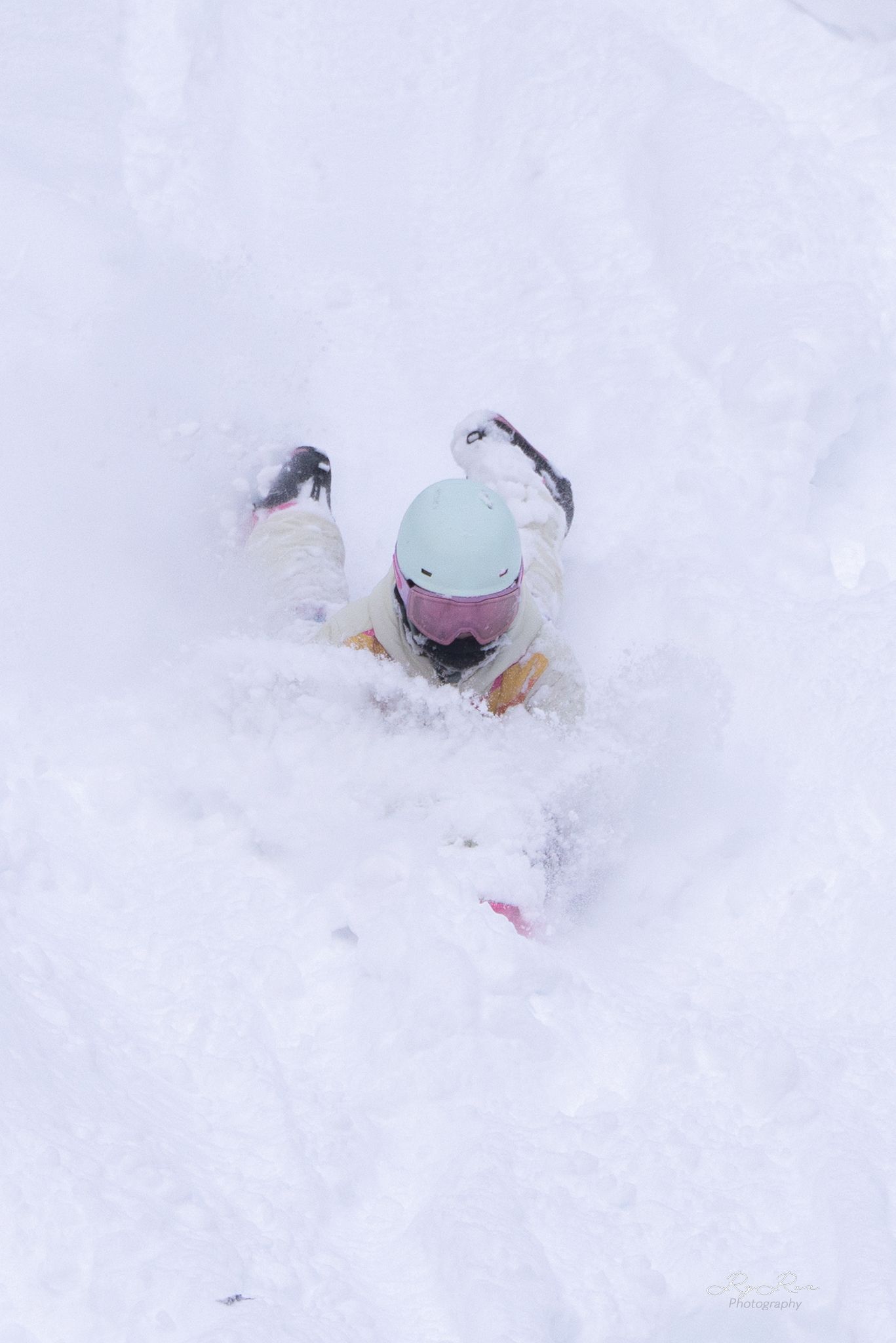 Snowboarder on the mountain with snow