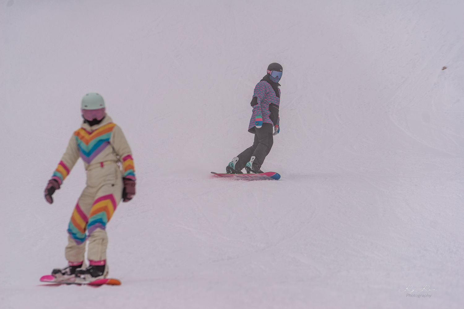 Snowboarder on the mountain with snow