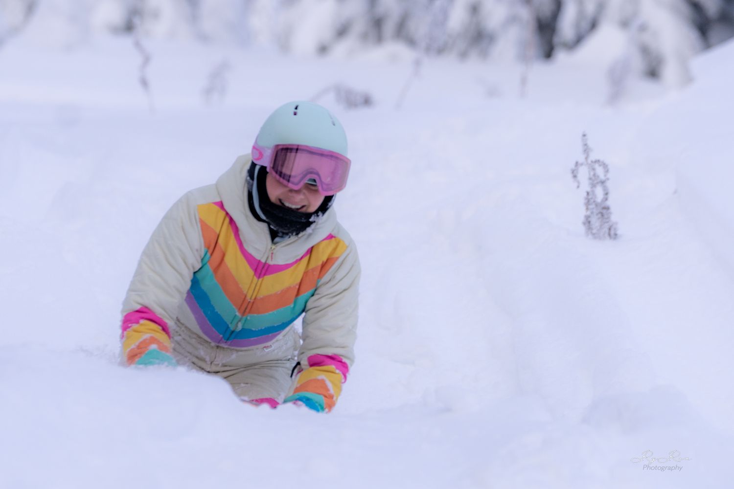 Snowboarder on the mountain with snow