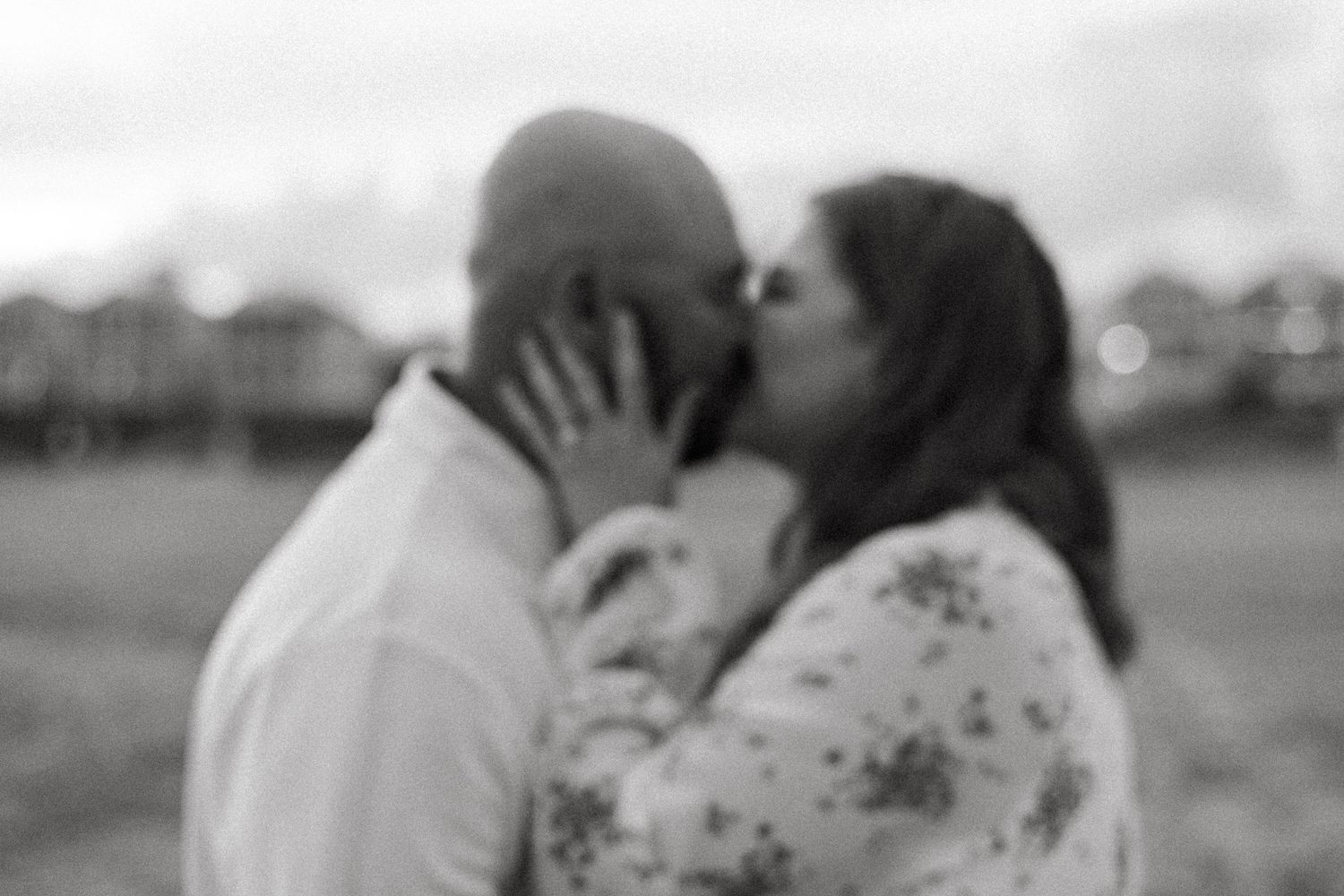 Black and white series showing tender romantic moments between a couple.