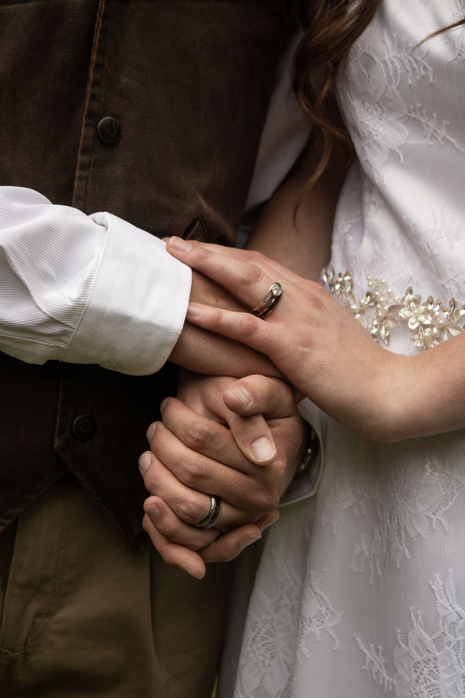 bride and groom detail shot