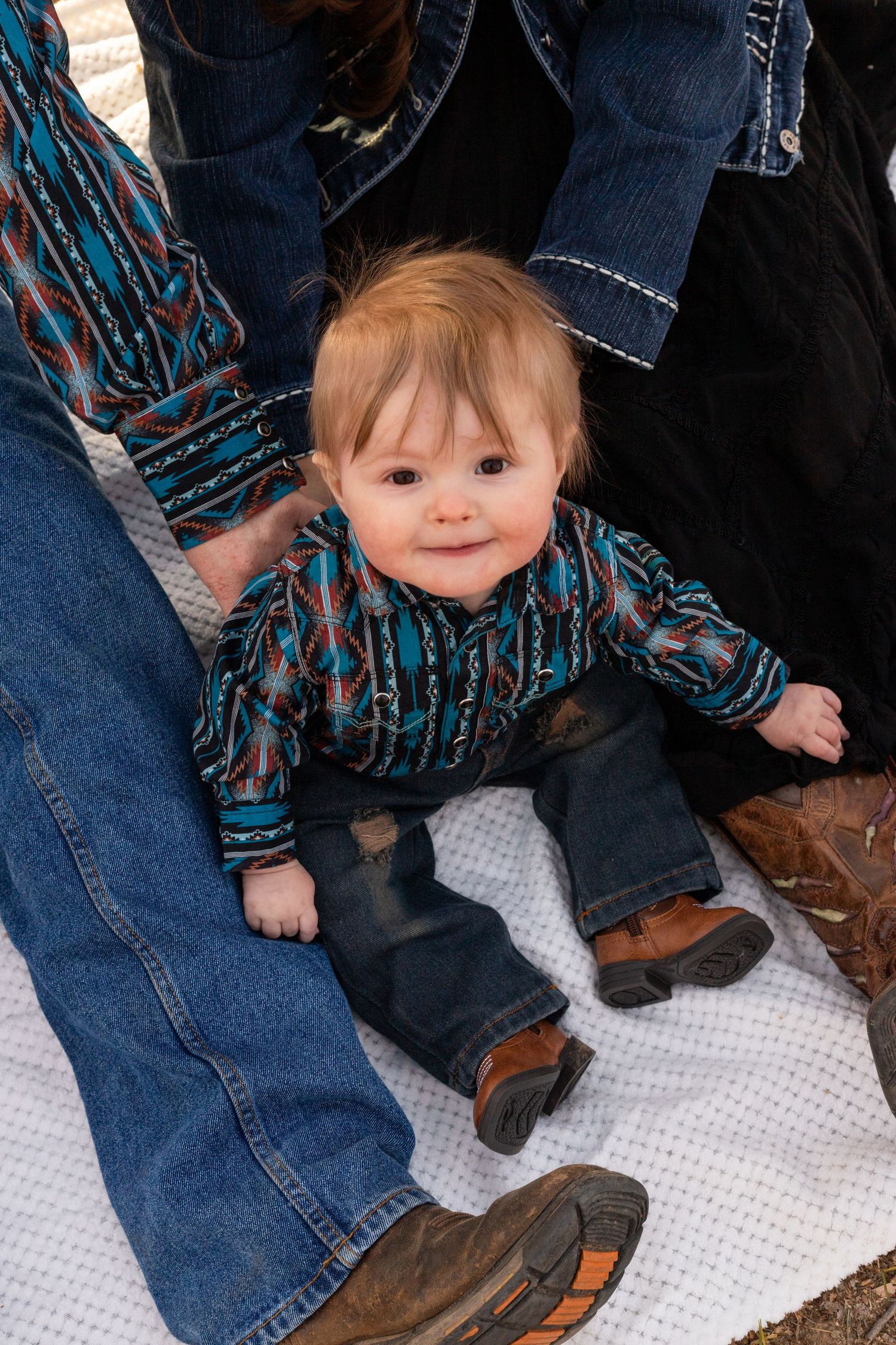 baby looking up at camera