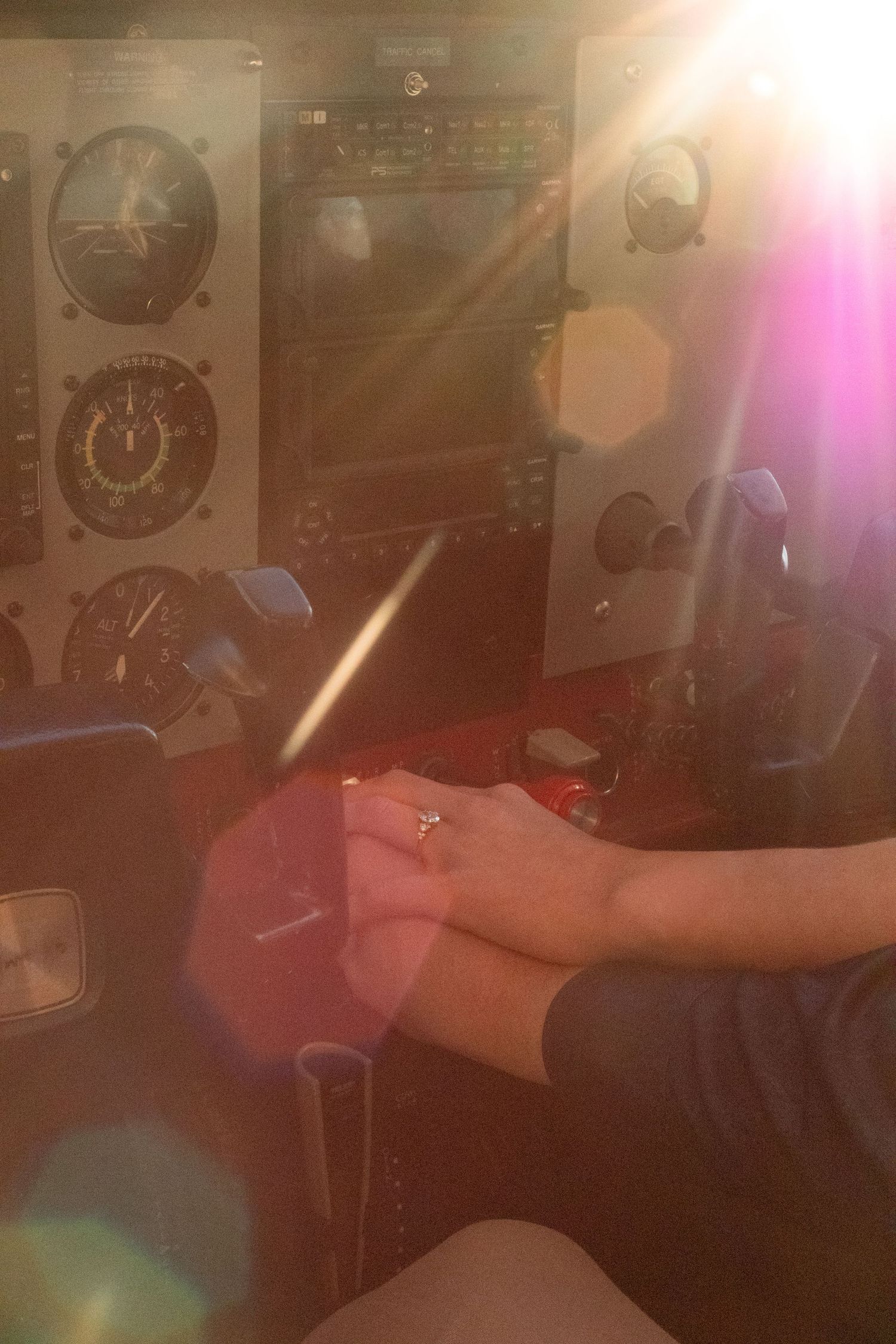 ring shot inside airplane cockpit