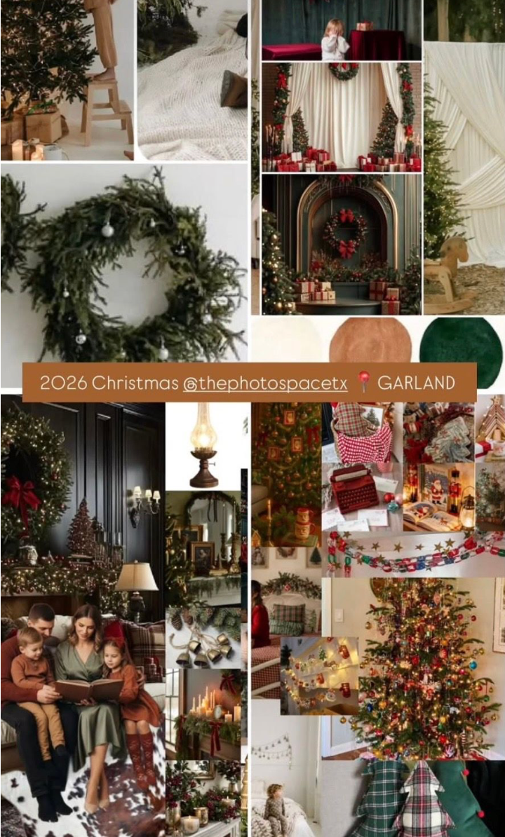 christmas at the photospace in garland texas, vintage, modern vibes, Christmas minis