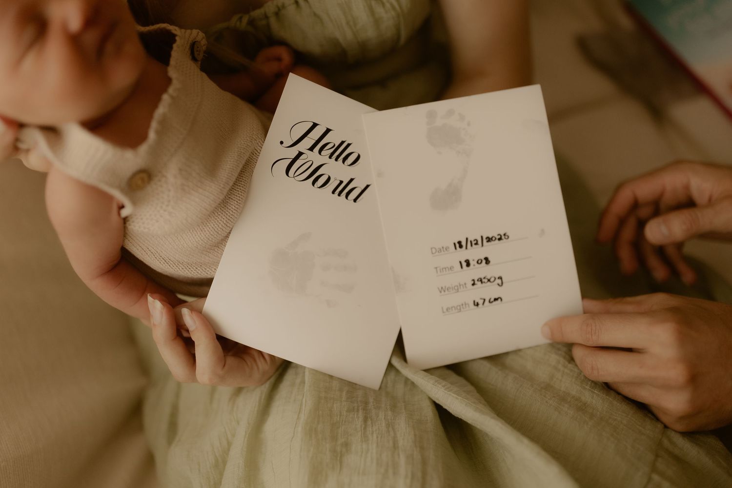 Handwritten cards and notes arranged on a light surface in warm vintage tones.