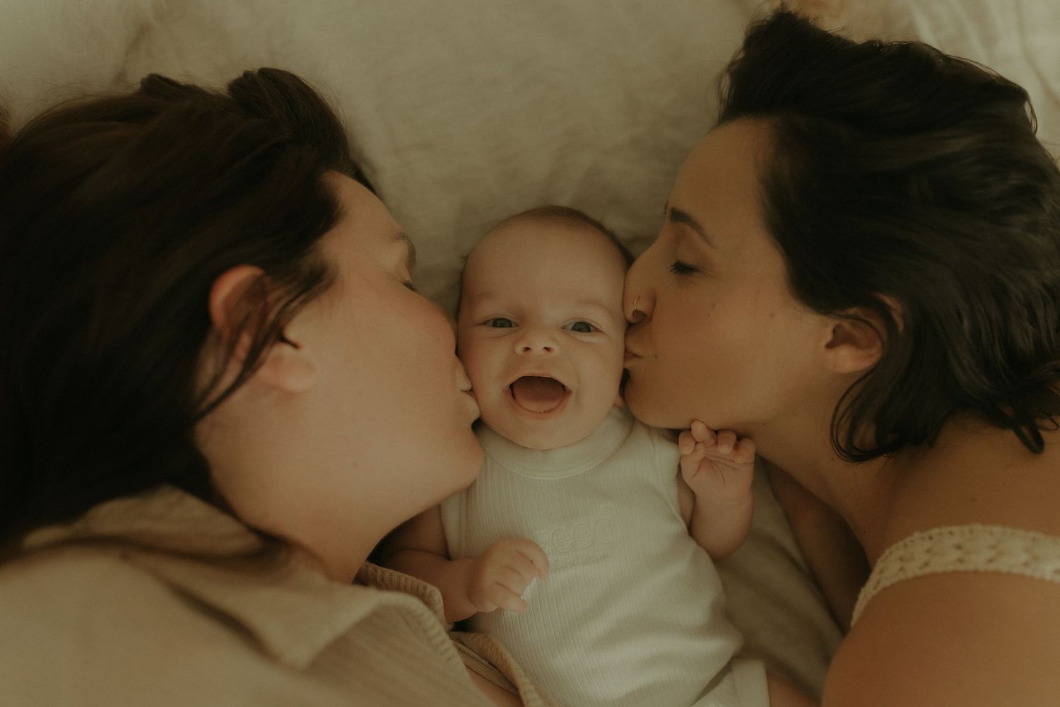 Intimate close-up portrait showing tender moments of affection and connection.