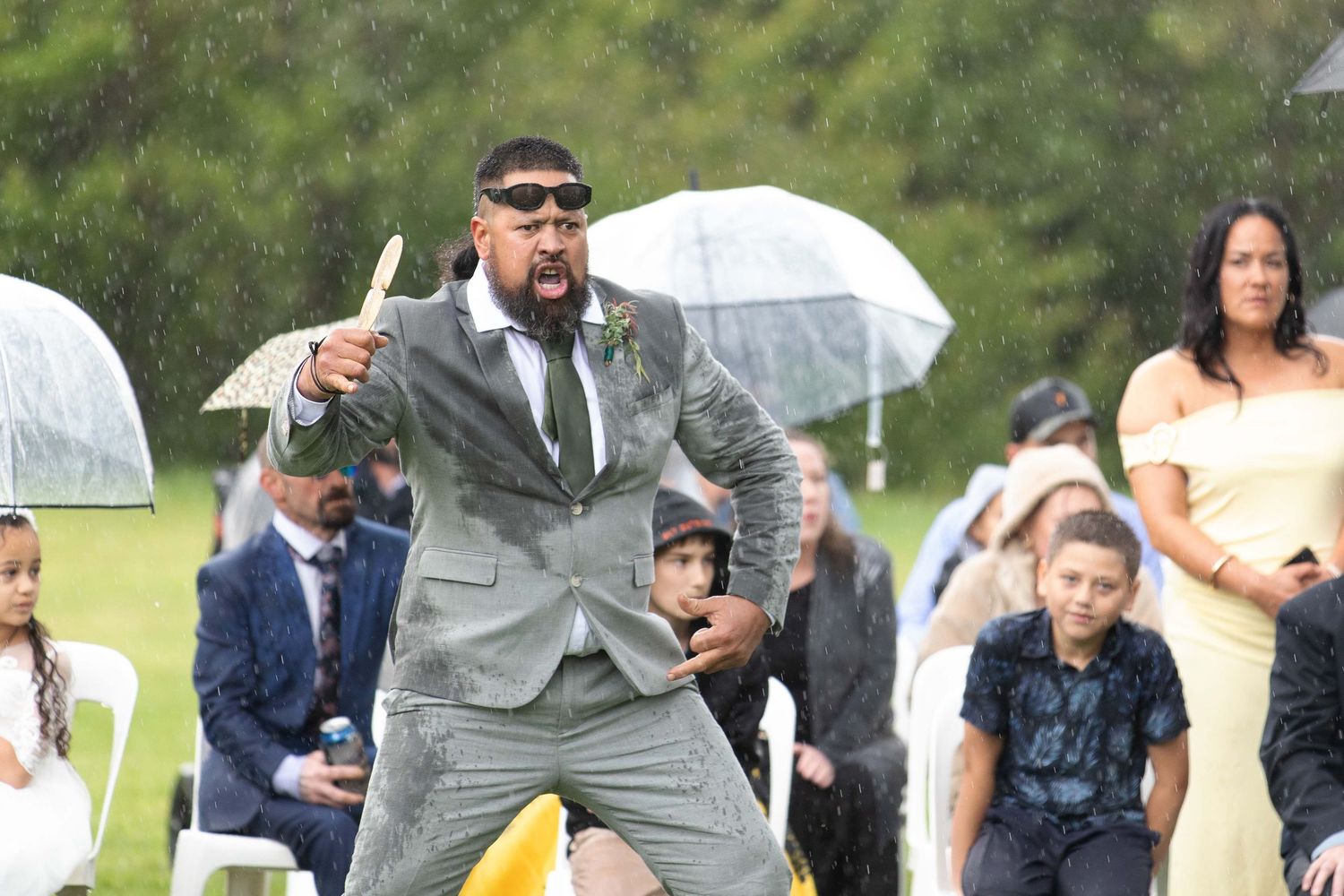 Her brother leading a haka at a wedding in Lima East, North East Victoria