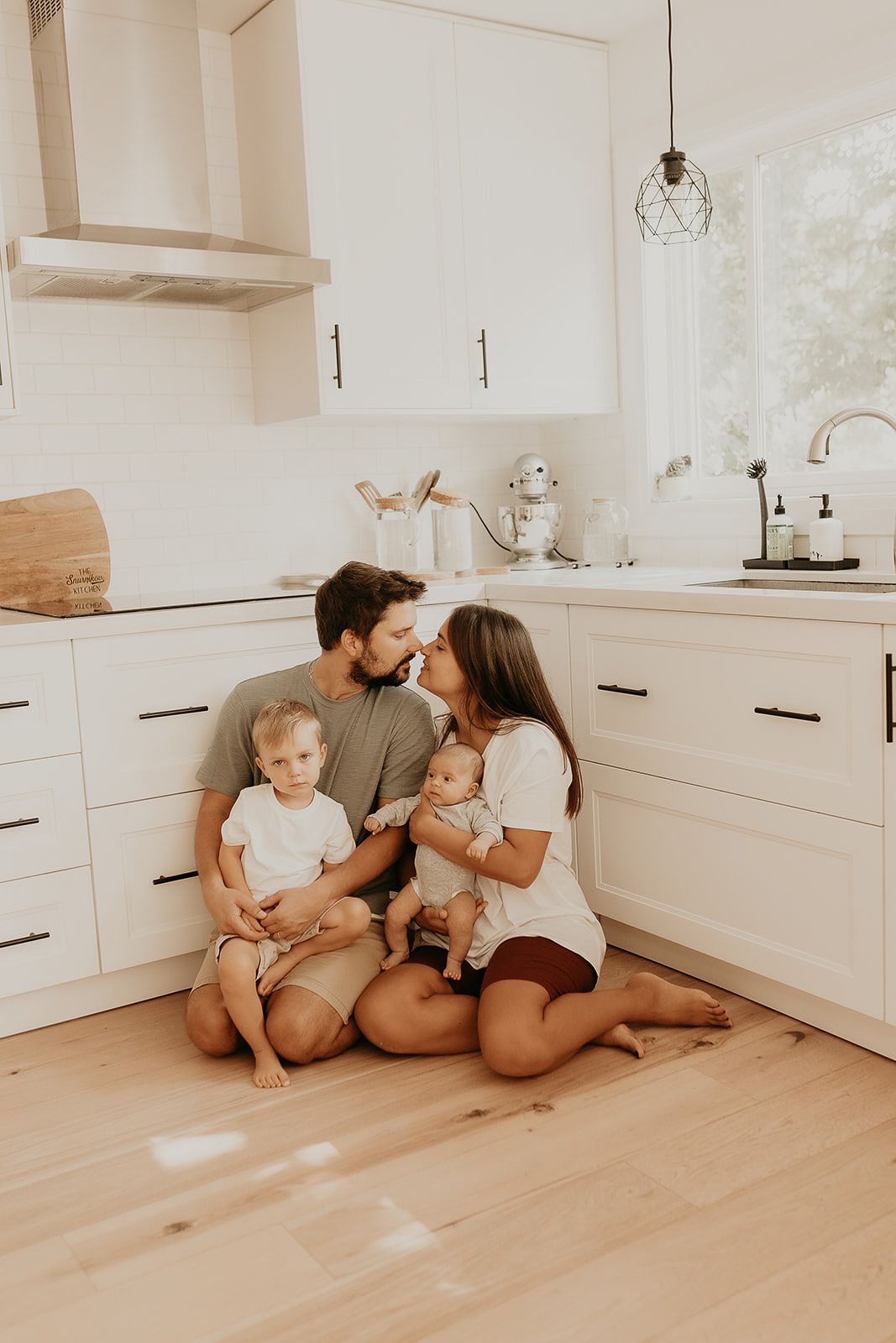 In home lifestyle family session in the kitchen