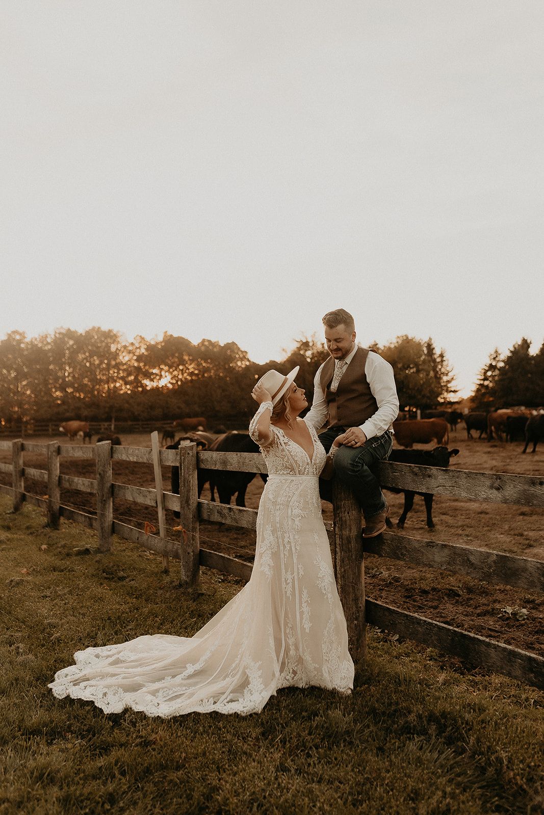 Dreamy rustic ranch wedding with cows, boho inspired